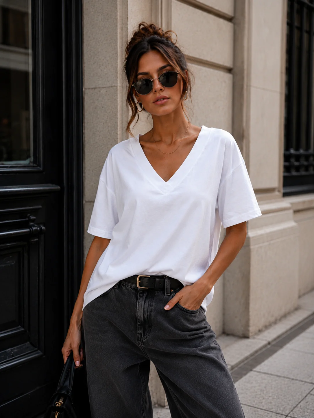 Basic T-shirt V-hals Milly Wit - Image 3