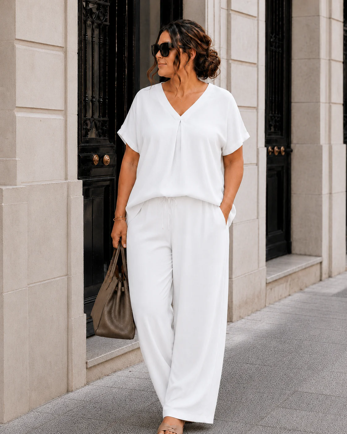 Basic top met V-hals Edith Wit