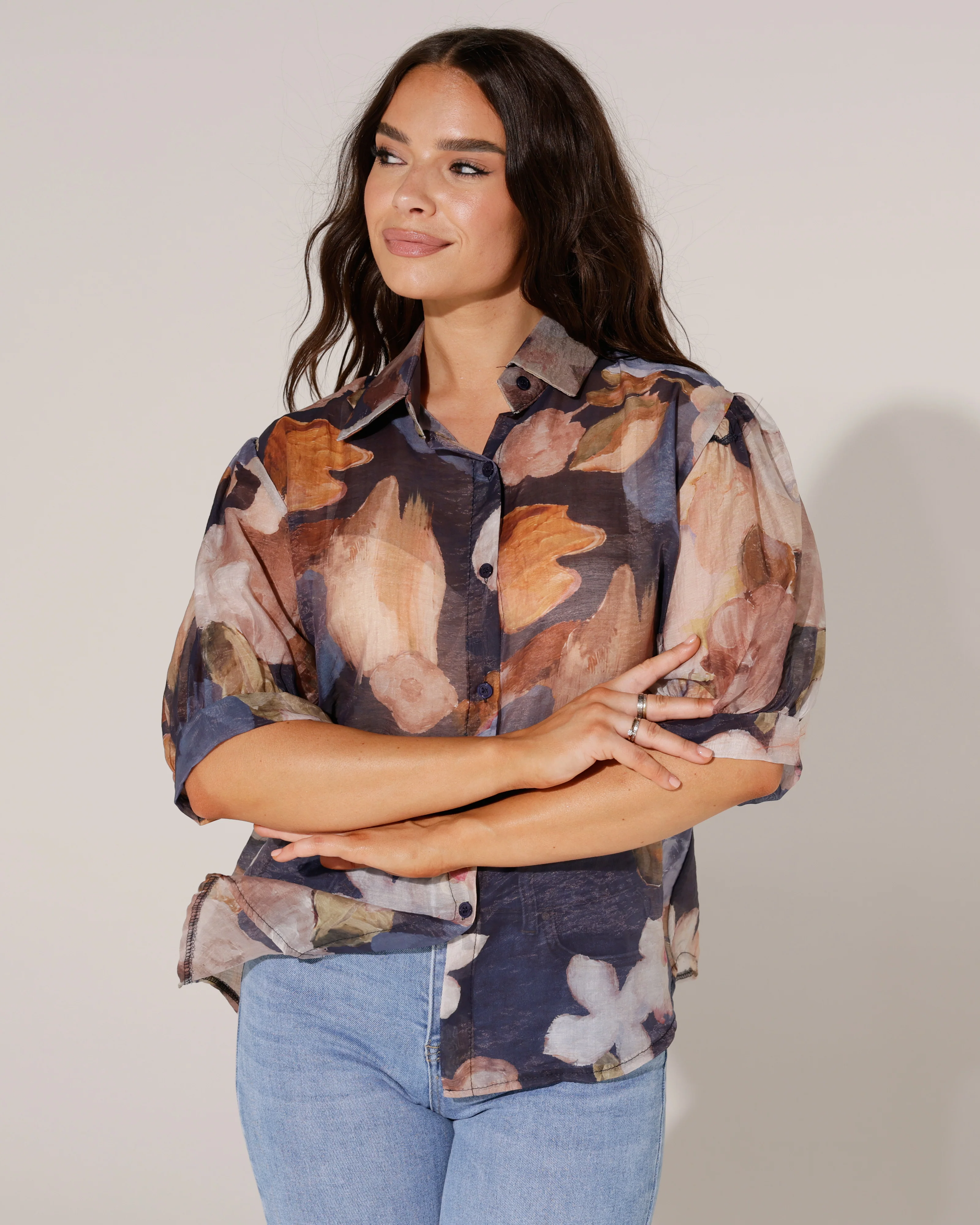 Bloemenprint blouse Mare Donkerblauw - Image 4