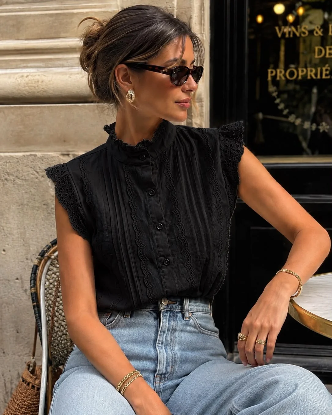 Blouse met kant Nance Zwart - Image 2