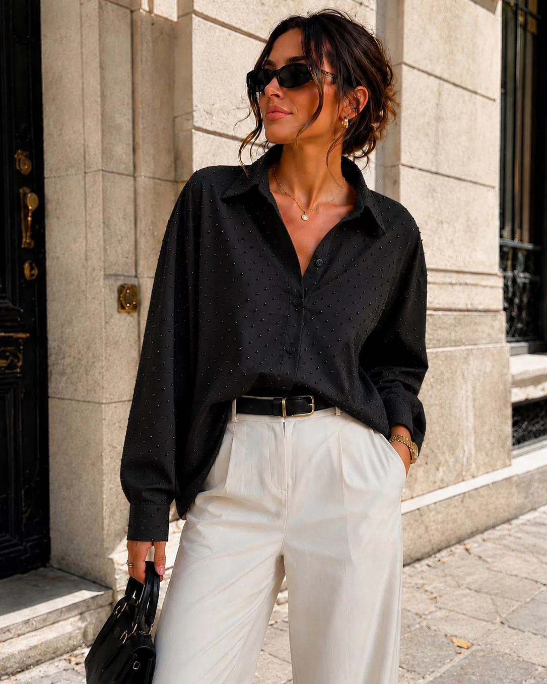 Blouse met strass Vivey Zwart - Image 2