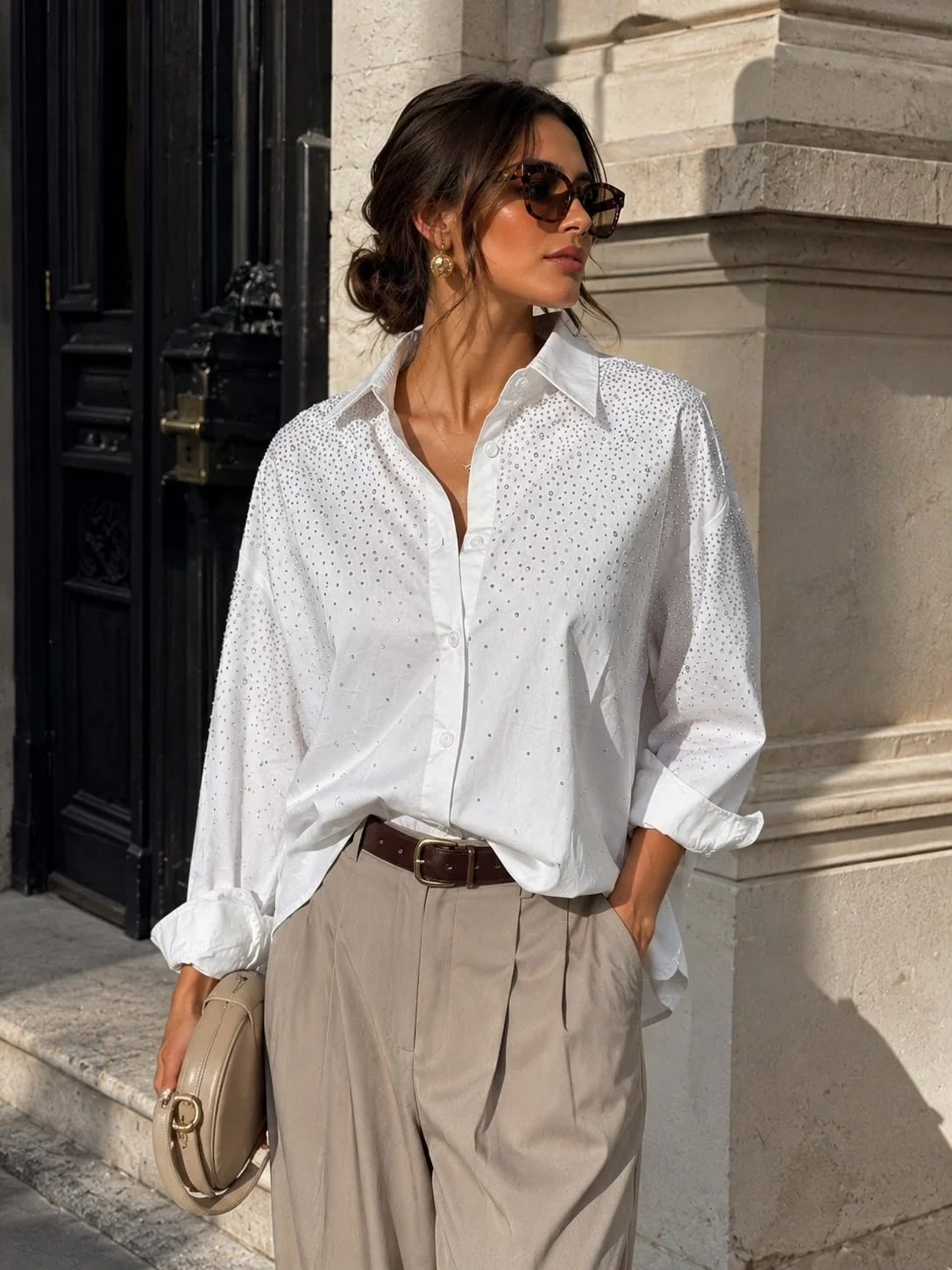 Blouse met strass Yazz Wit