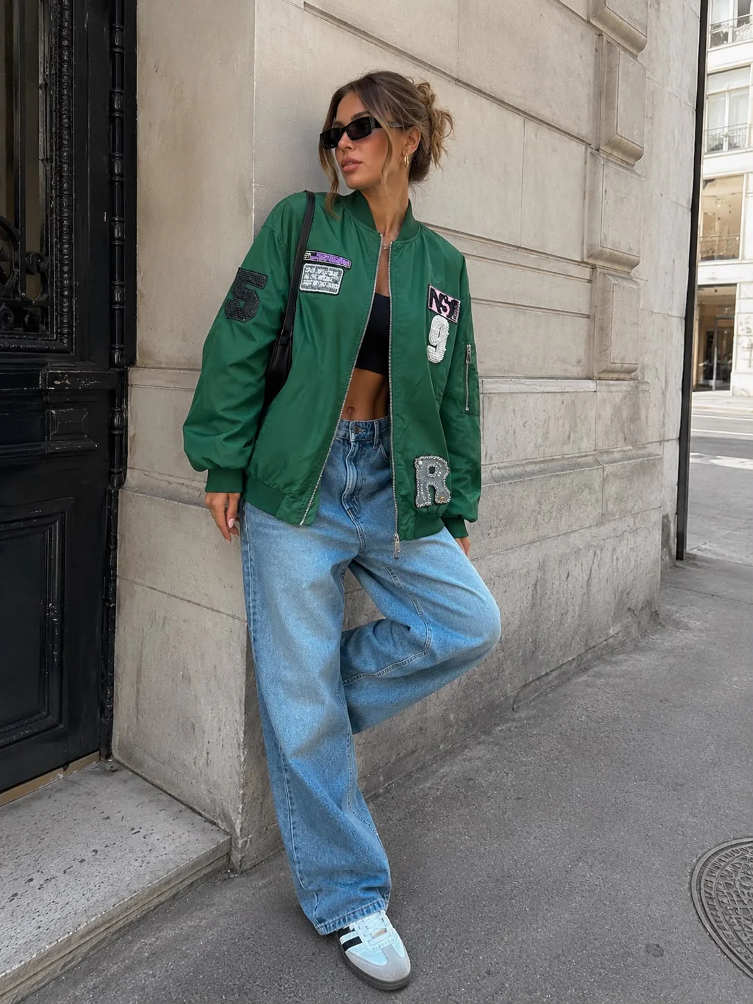 Bomberjacket met patches Gigi Groen - Image 3