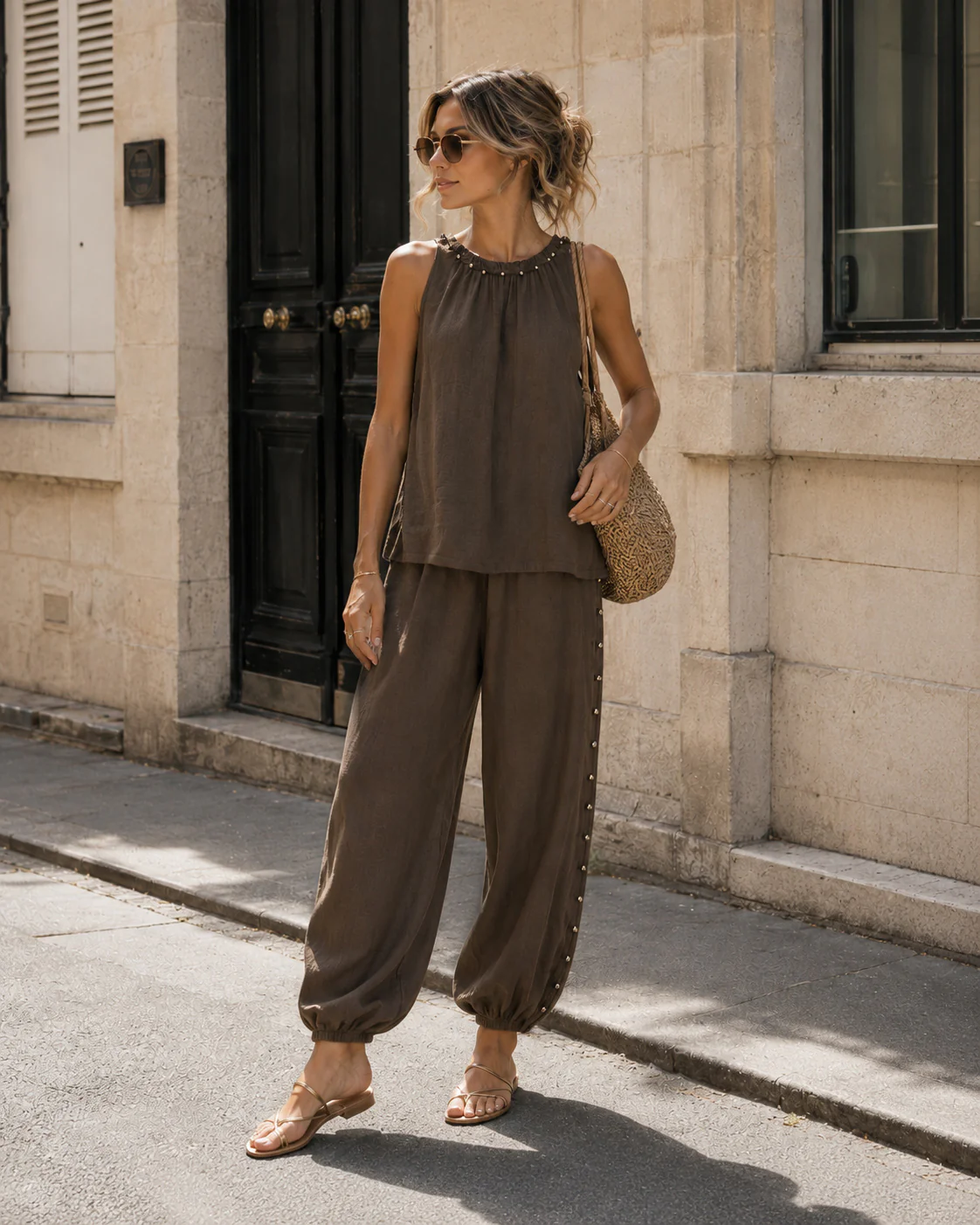 Co-ord set met zilveren details Yenna Donkerbruin