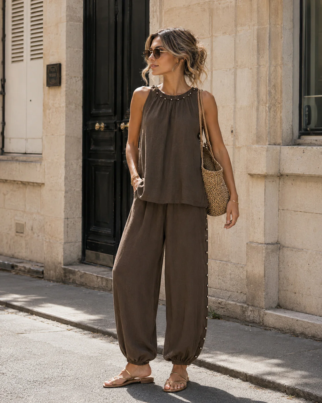 Co-ord set met zilveren details Yenna Donkerbruin - Image 2