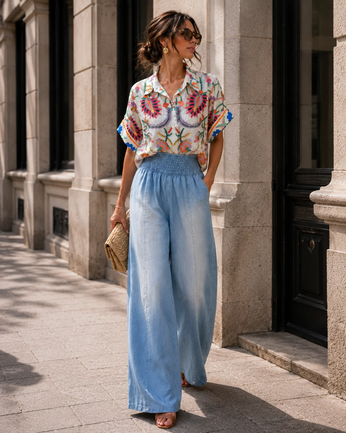 Denim look broek Rowie