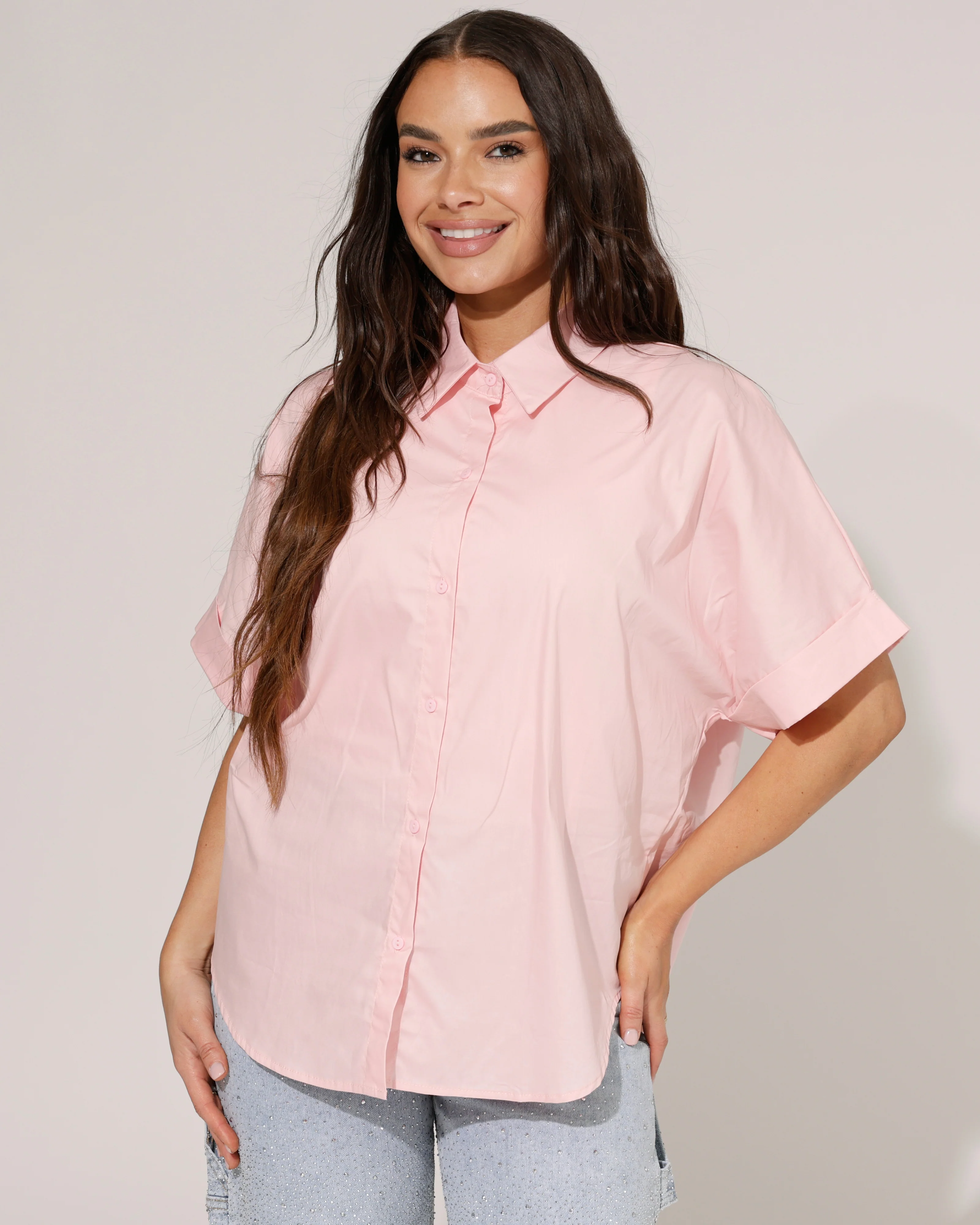 Effen blouse korte mouwen Lilly Roze - Image 4