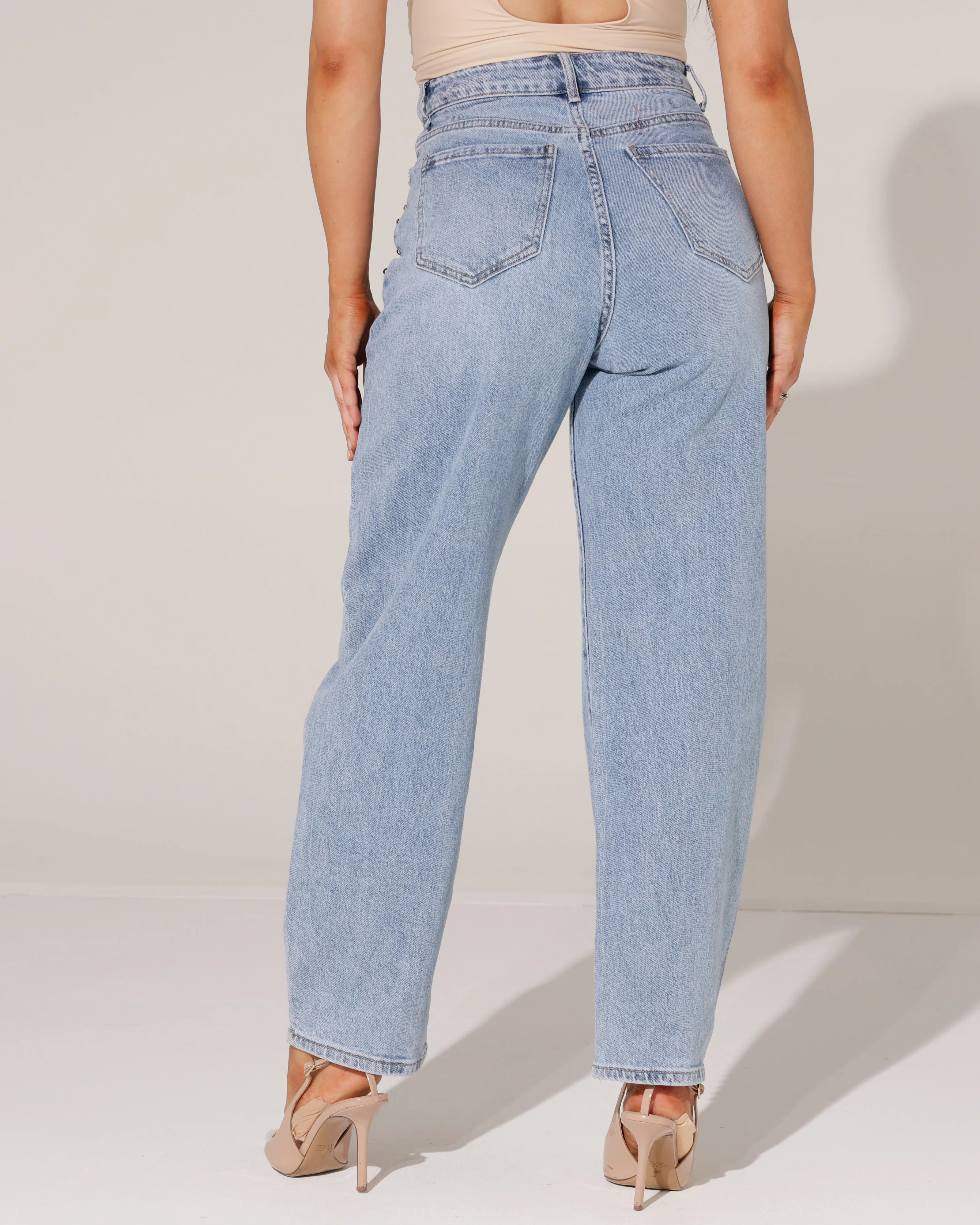 Folyrose | Barrel jeans met studs Bibi Blauw - Image 4
