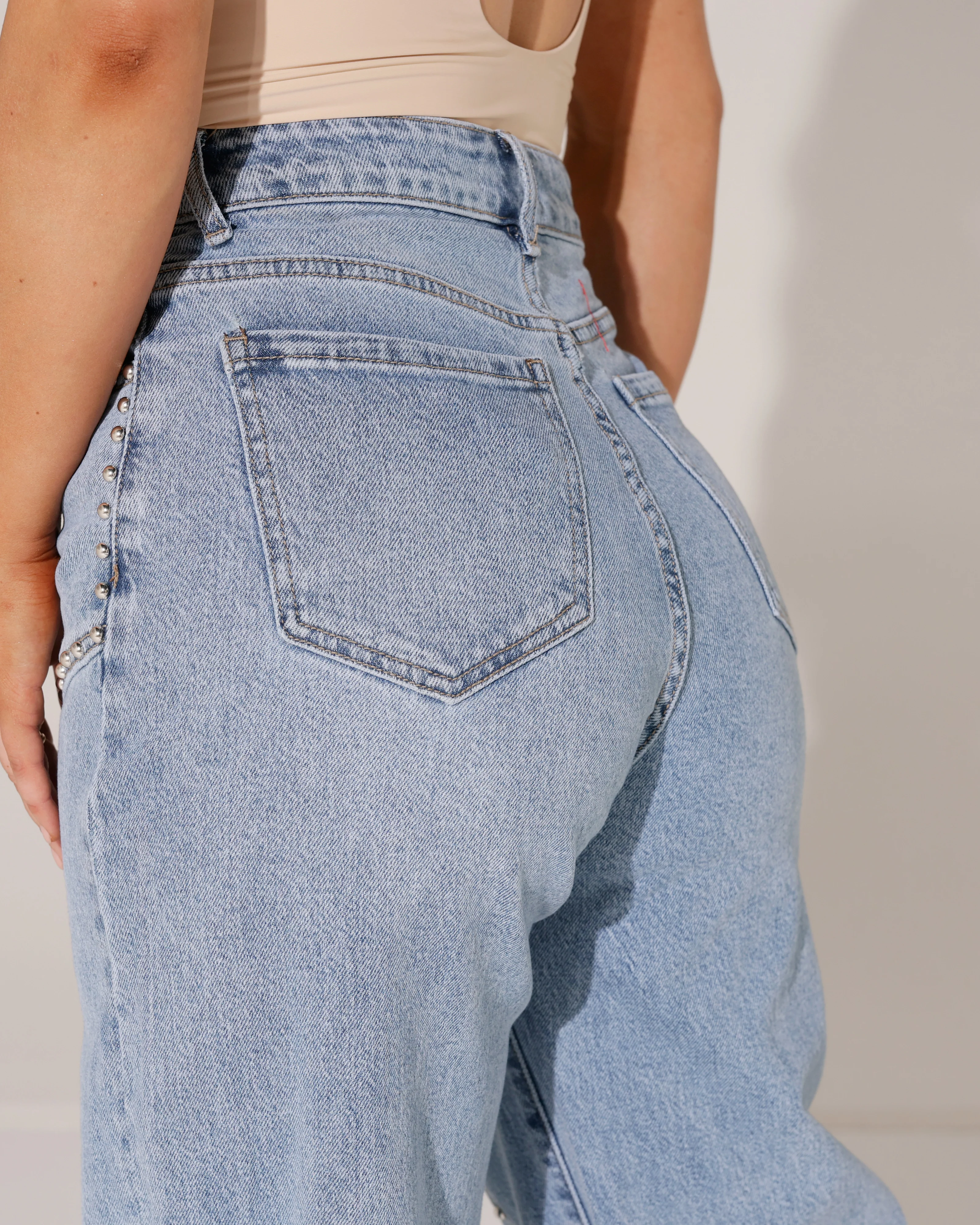 Folyrose | Barrel jeans met studs Bibi Blauw - Image 5