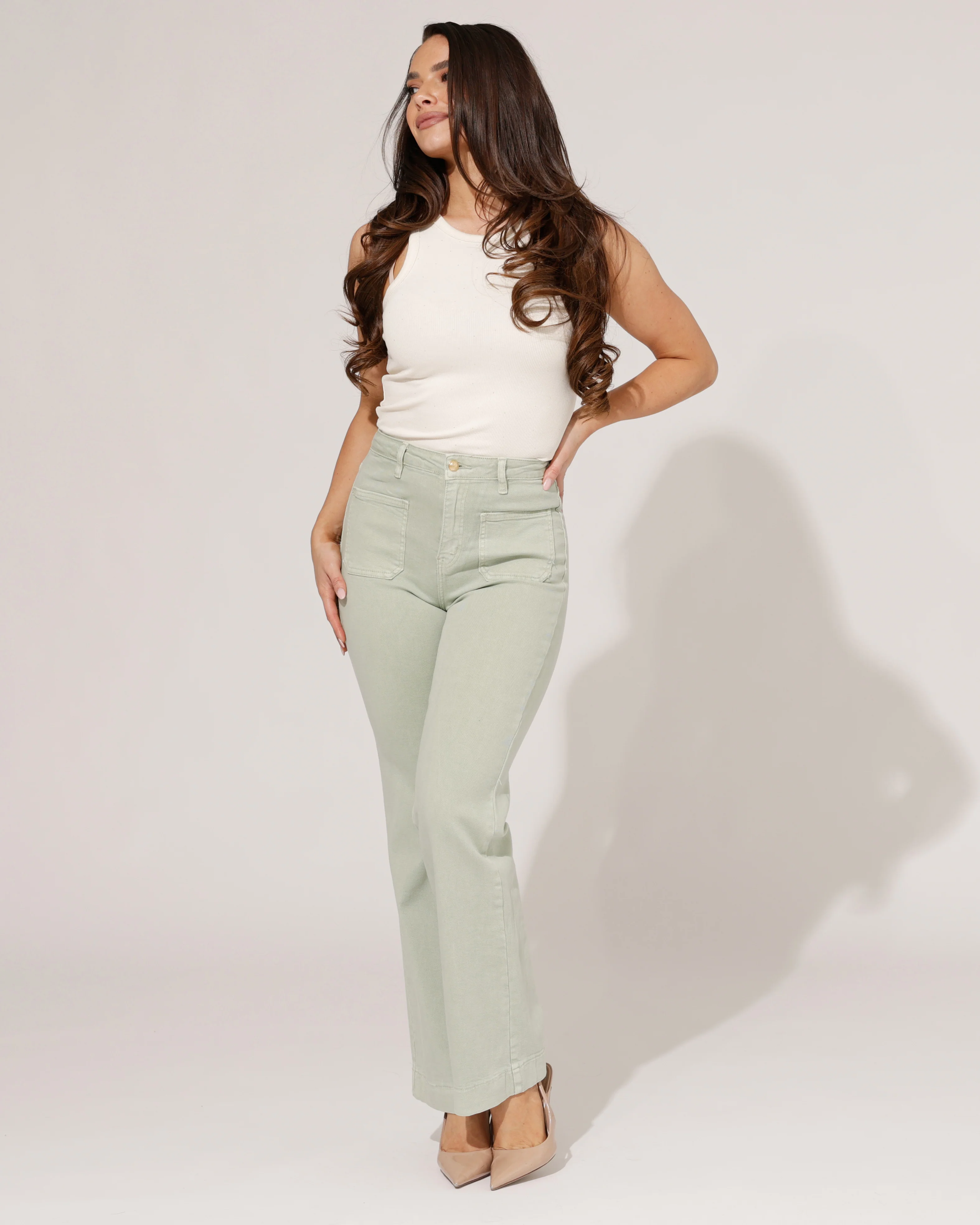 Folyrose | Wide leg jeans Jana-M2 Groen - Image 3