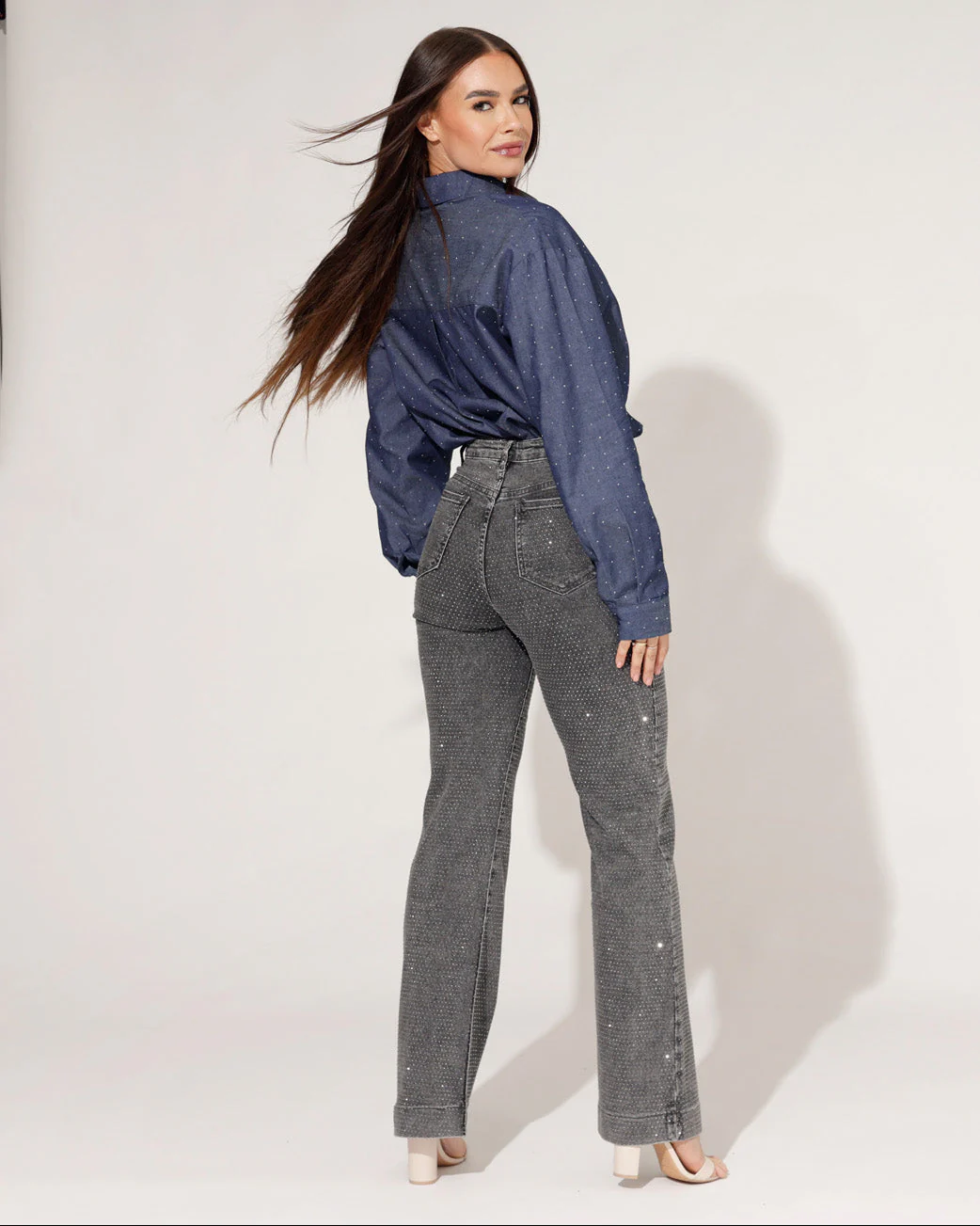 Folyrose | Wide leg jeans Jone Donkergrijs - Image 3