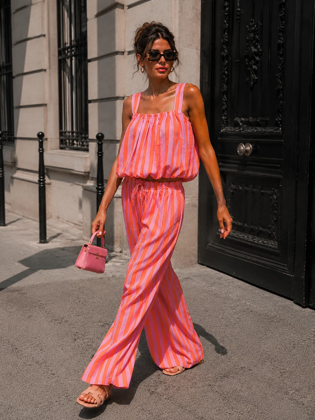 Gestreept co-ord set Estelle Oranje - Image 2