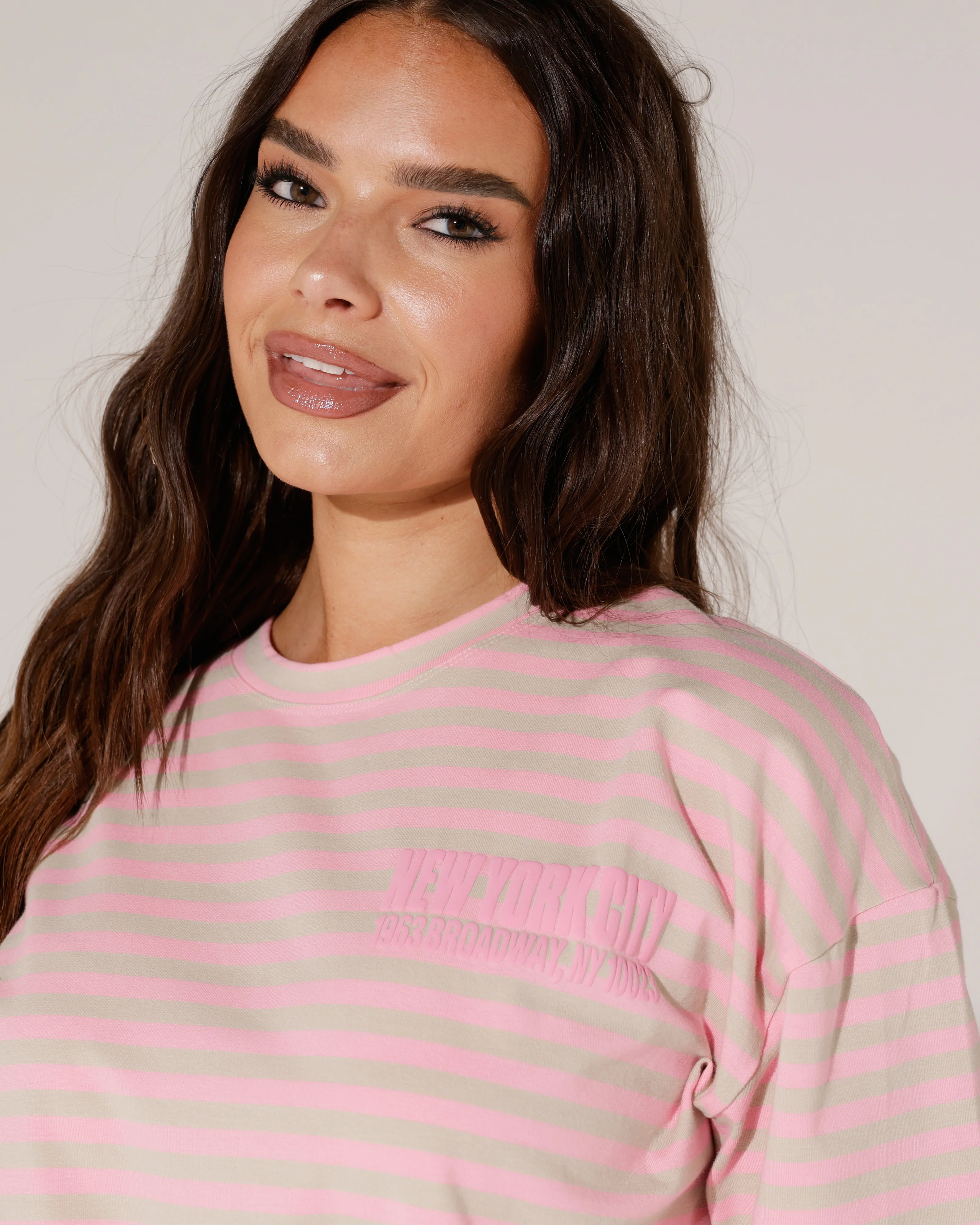 Gestreept T-shirt New York Broadway Roze - Image 3