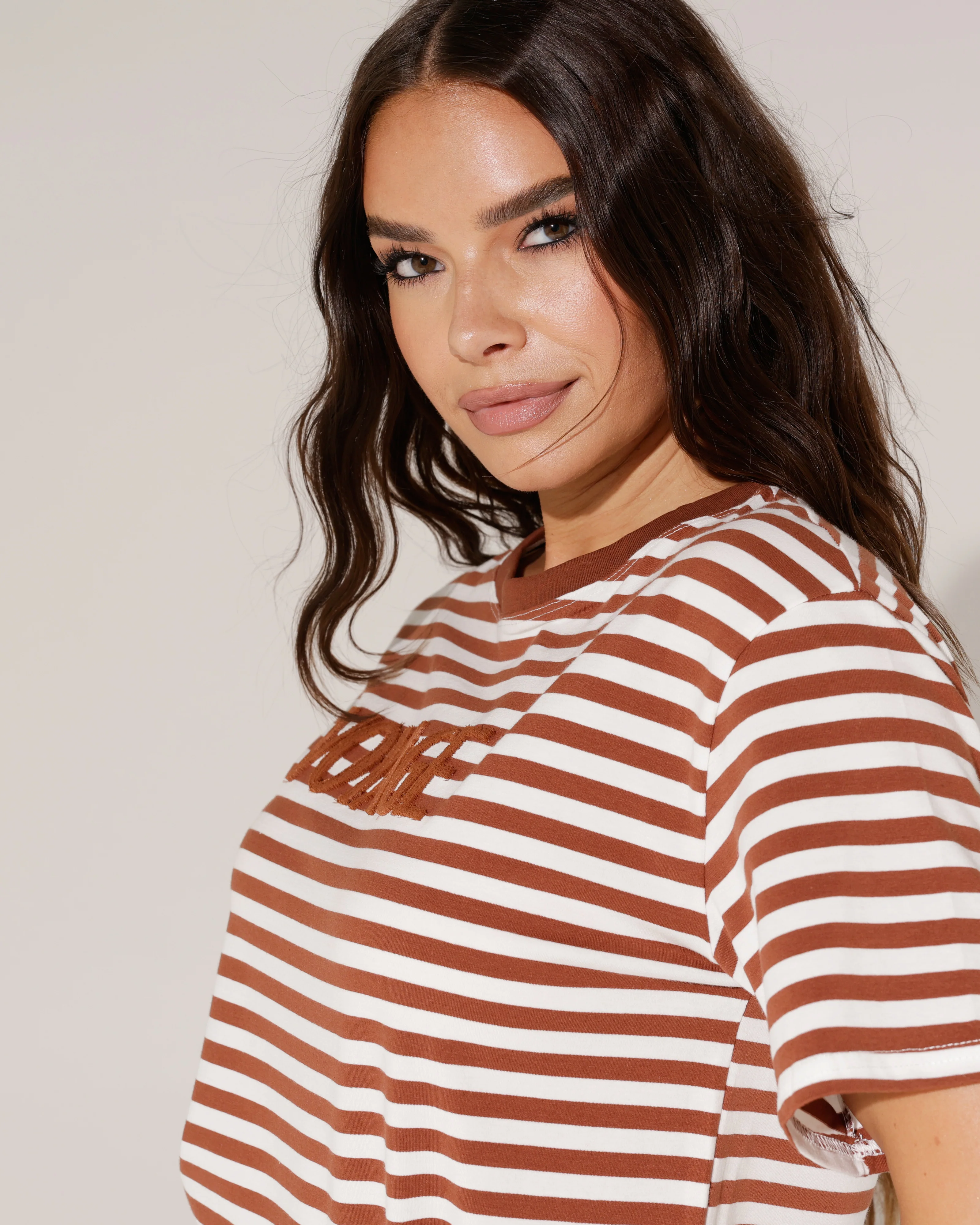 Gestreept T-shirt Voyage Bruin - Image 2
