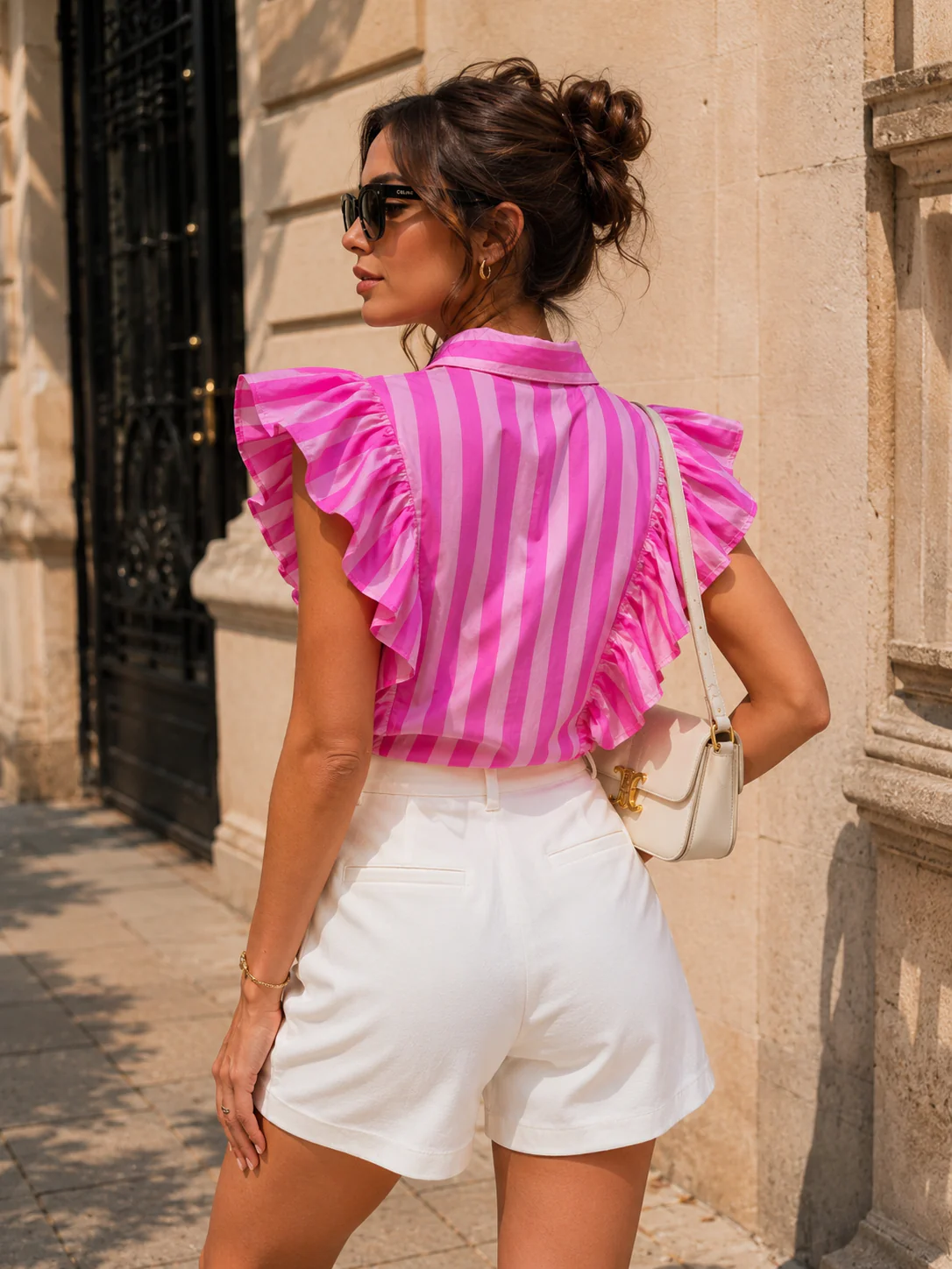 Gestreepte blouse Maris Fuchsia - Image 3