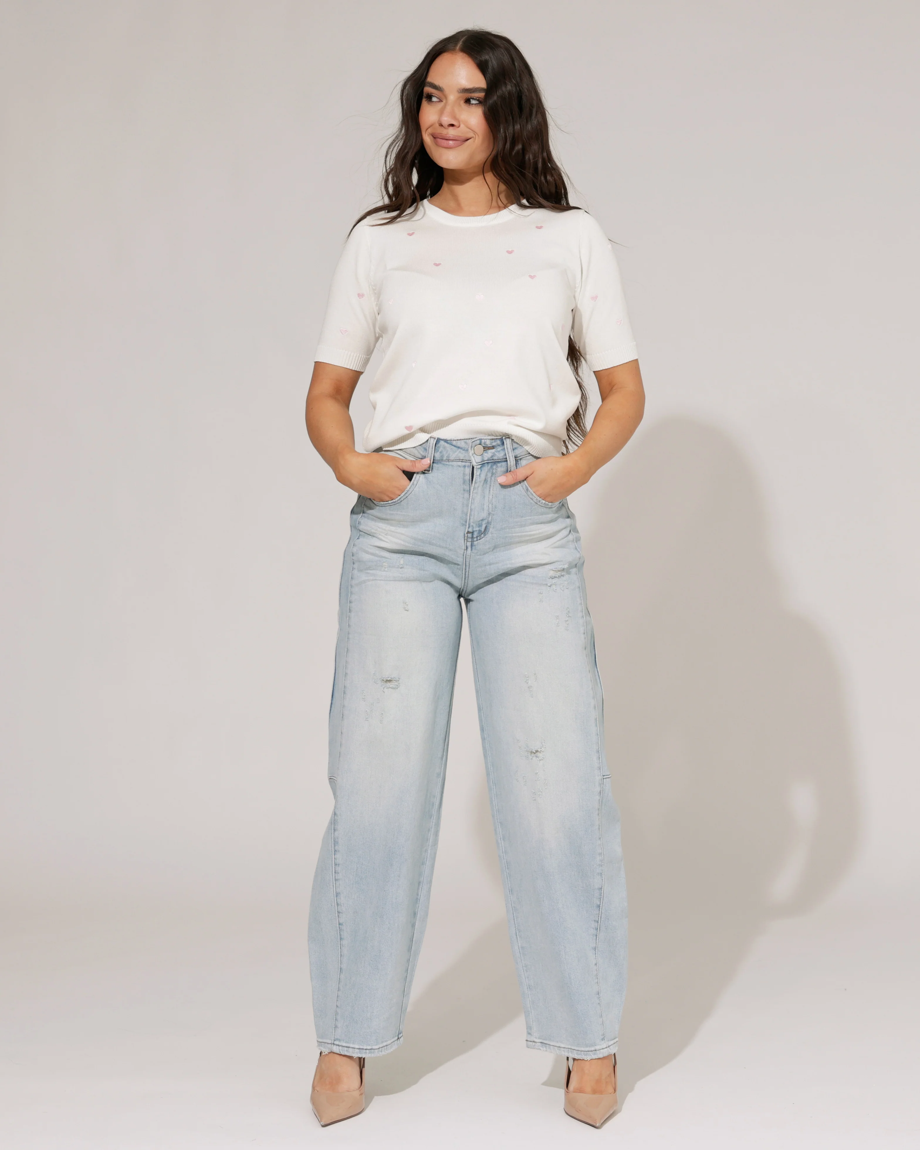 Hello Miss | Barrel jeans ripped Kyra Blauw