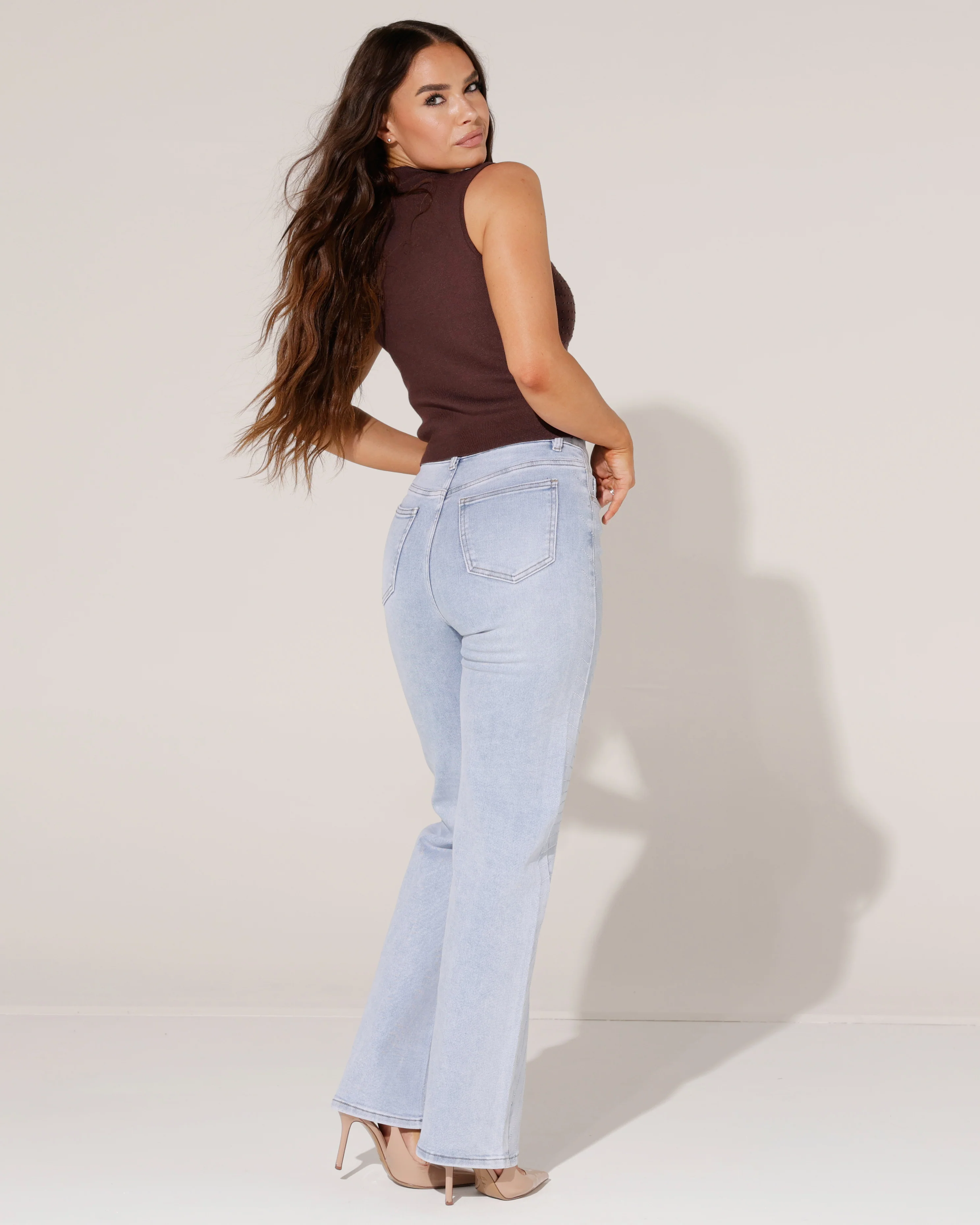 Hello Miss | Wide leg jeans strass Suzey Lichtblauw - Image 4