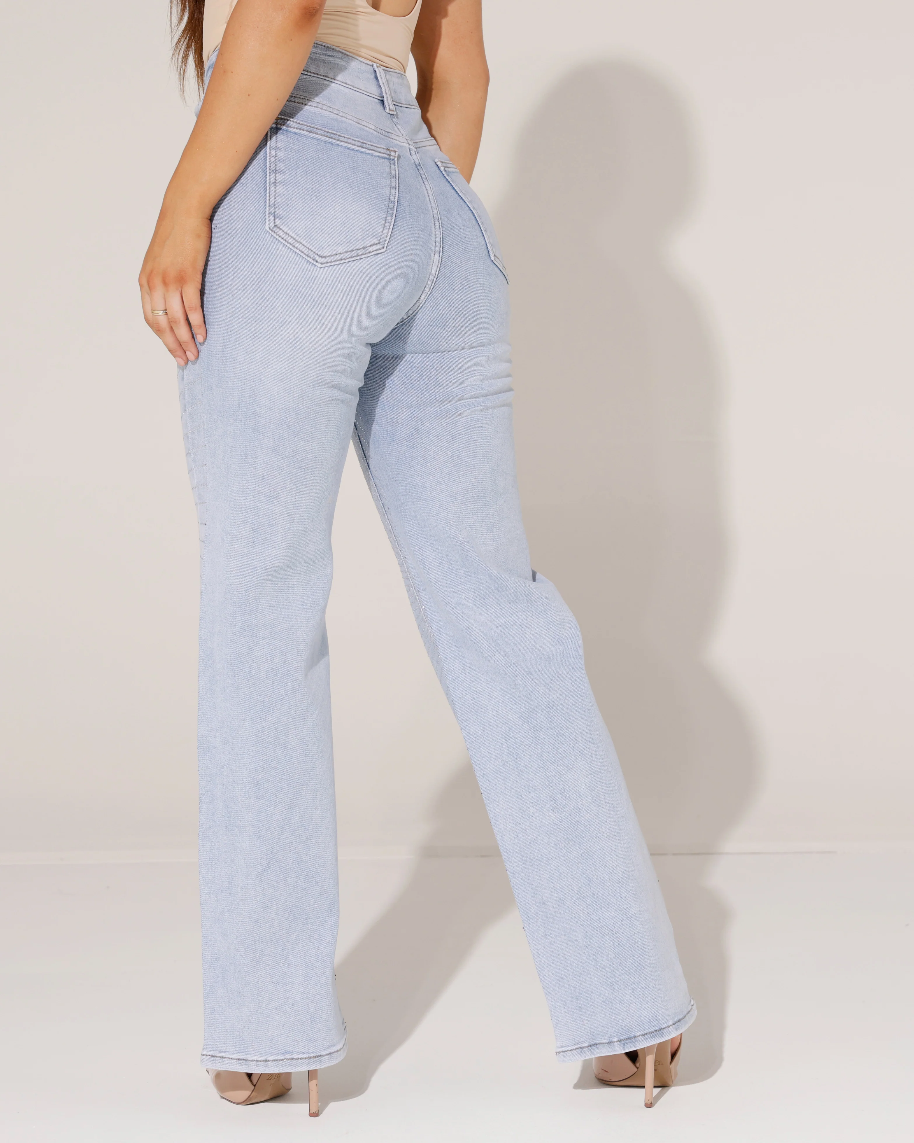 Hello Miss | Wide leg jeans strass Suzey Lichtblauw - Image 5