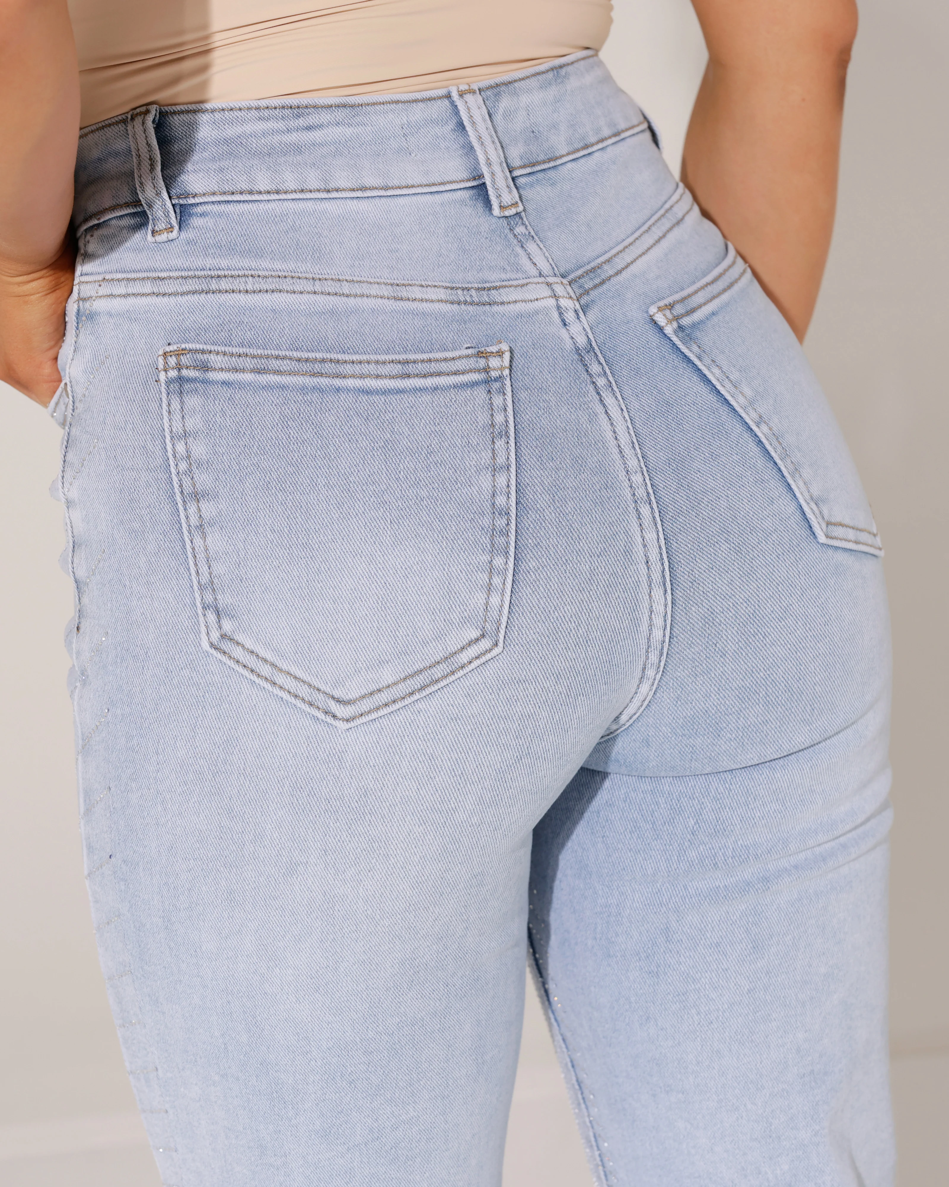 Hello Miss | Wide leg jeans strass Suzey Lichtblauw - Image 6