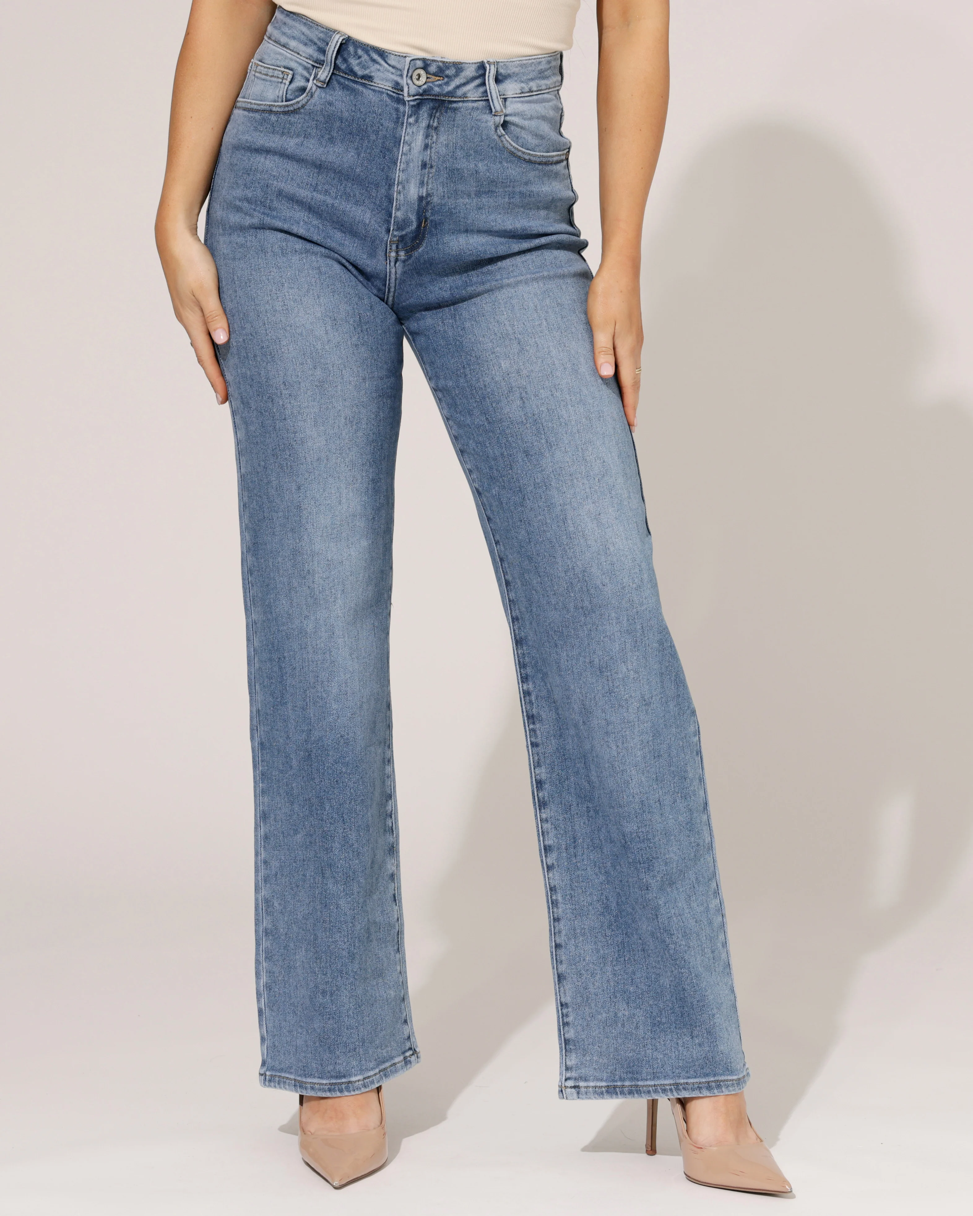 Hello Miss | Wide leg jeans Tess-1 Blauw