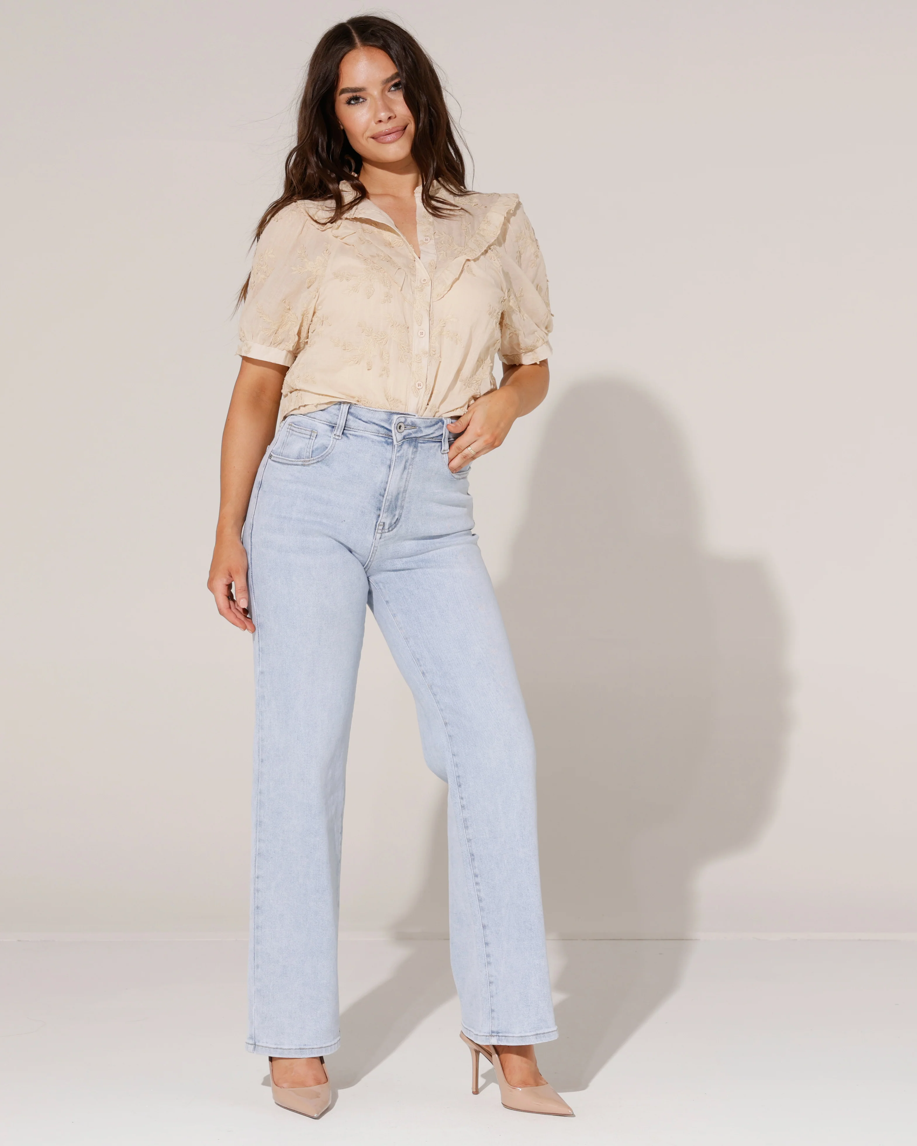Hello Miss | Wide leg jeans Tess-6 Lichtblauw - Image 3
