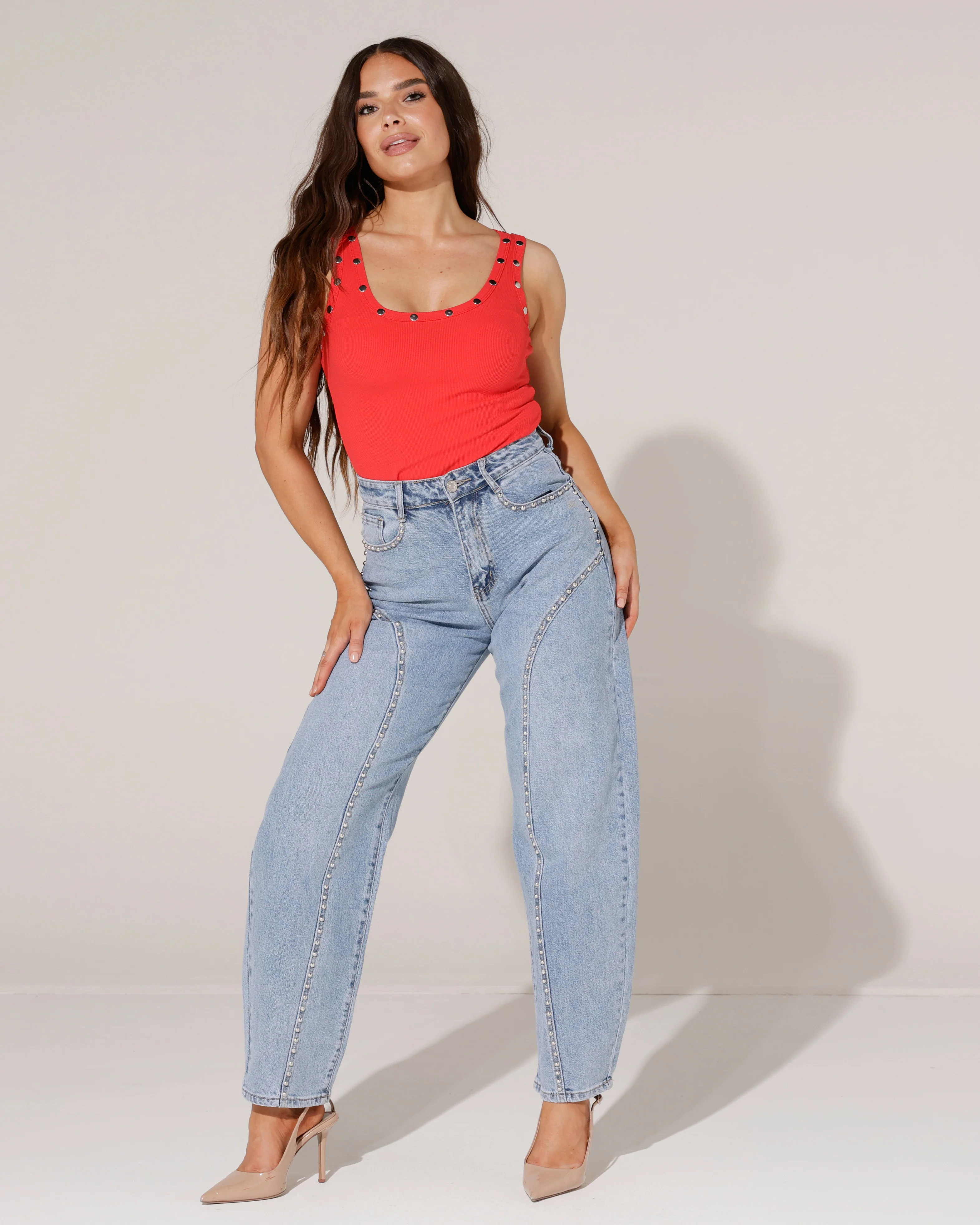 Hemd met zilverkleurige studs Lola Rood - Image 5