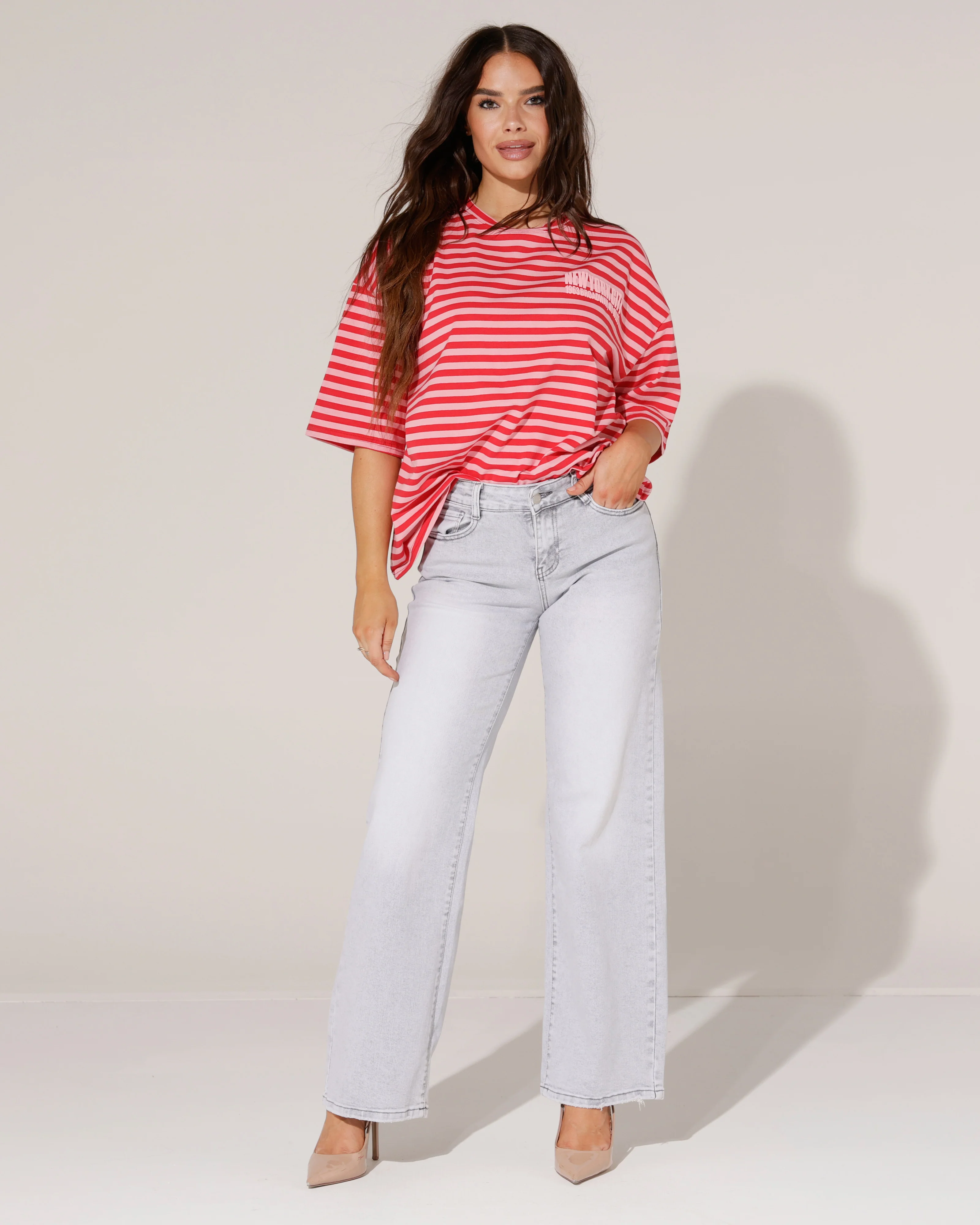 Laulia | Wide leg jeans, low waist Yara-23 Lichtgrijs - Image 2