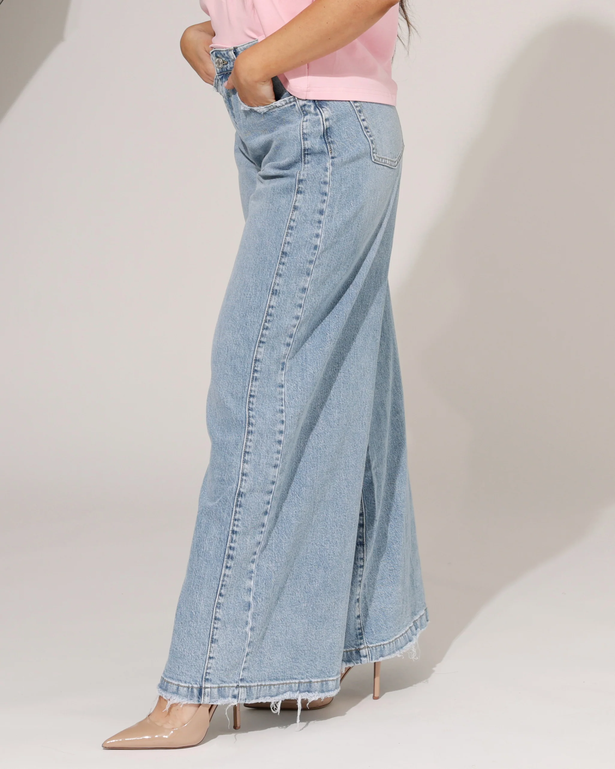 Queen Hearts | Extra wide leg jeans Maddy-1 Blauw - Image 3