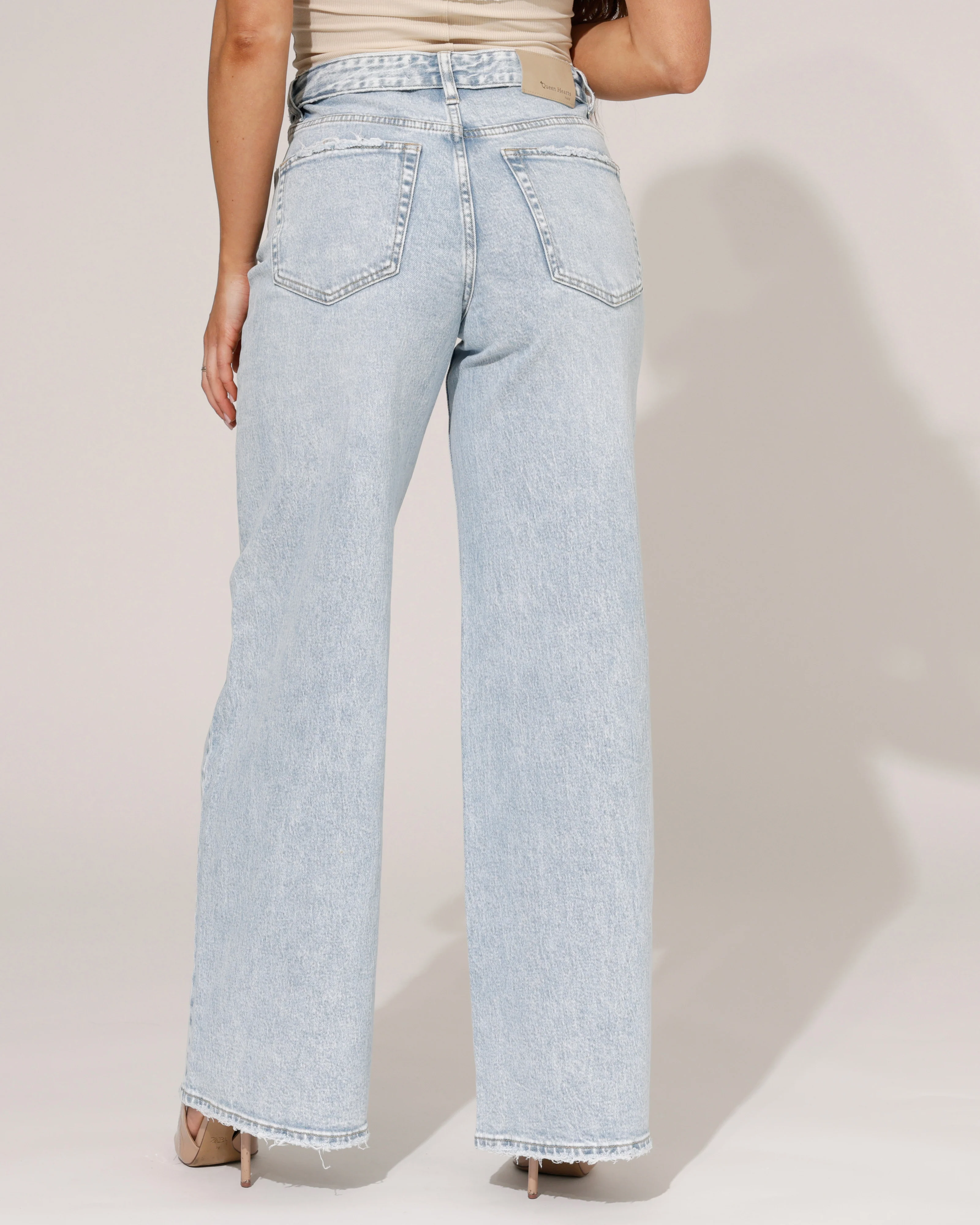 Queen Hearts | Wide leg jeans Fold over Kitty-1 Lichtblauw - Image 2