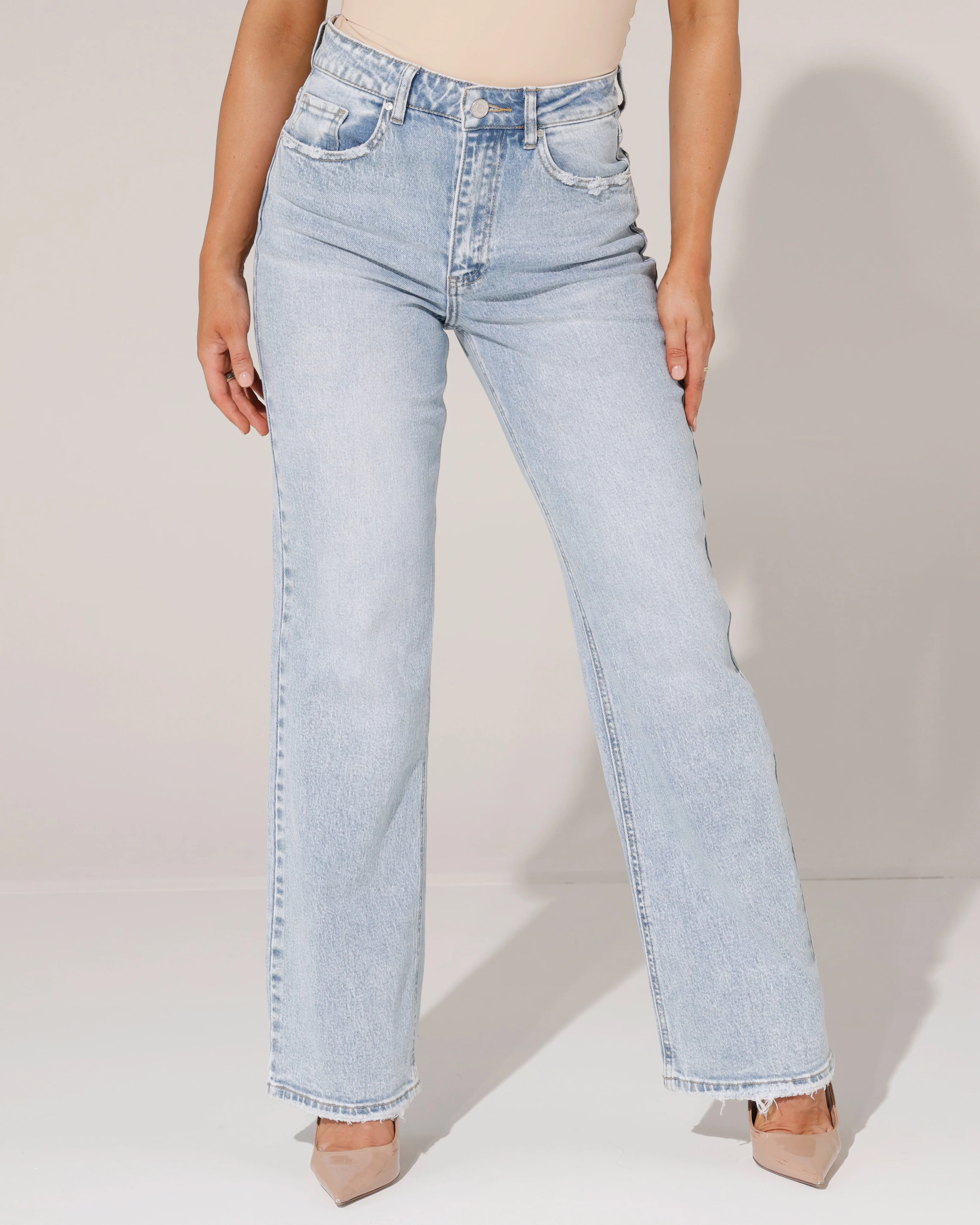 Queen Hearts | Wide leg jeans Pien Blauw