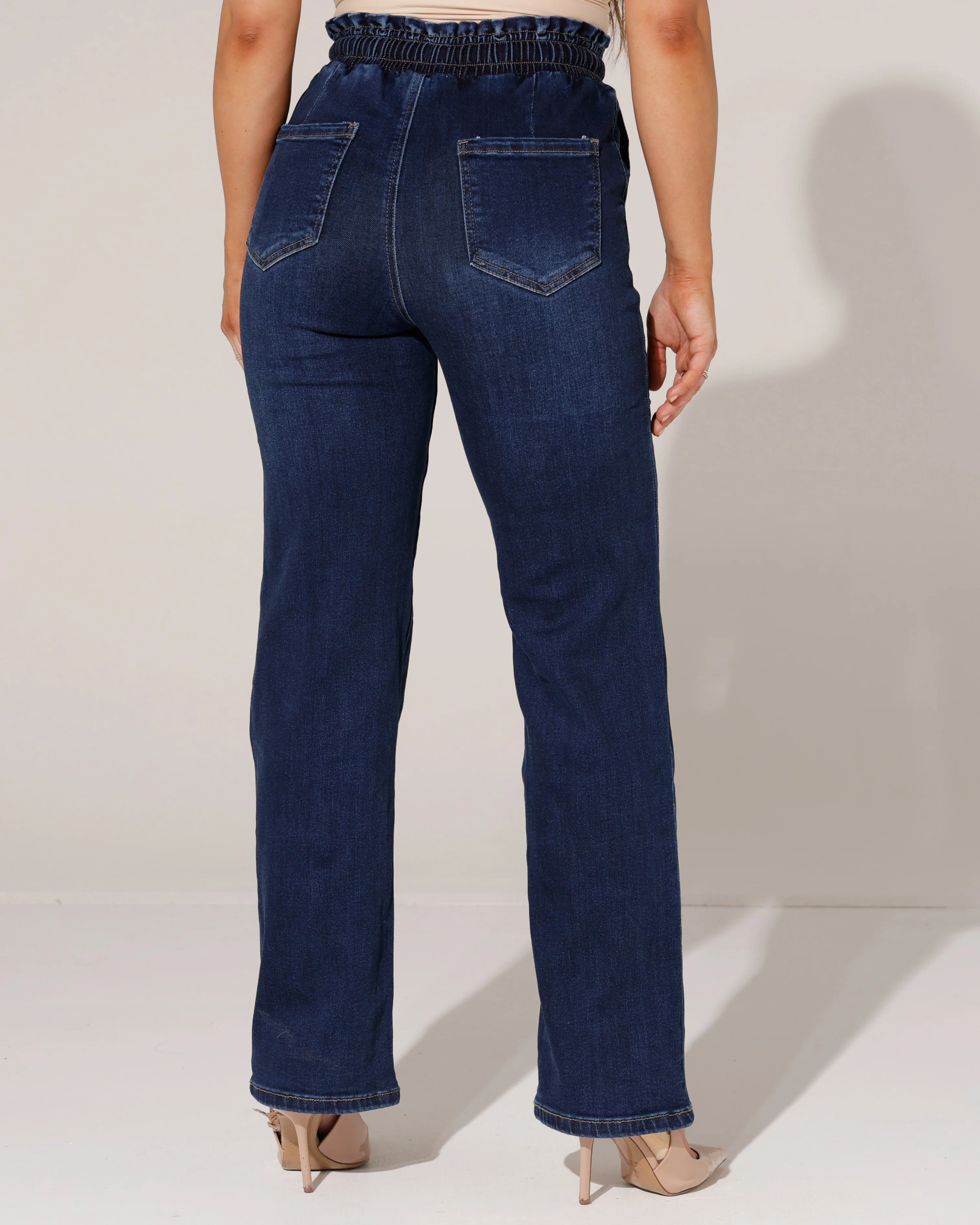 Redseventy | Wide leg jeans, elastische band Ginny-15 Donkerblauw - Image 3