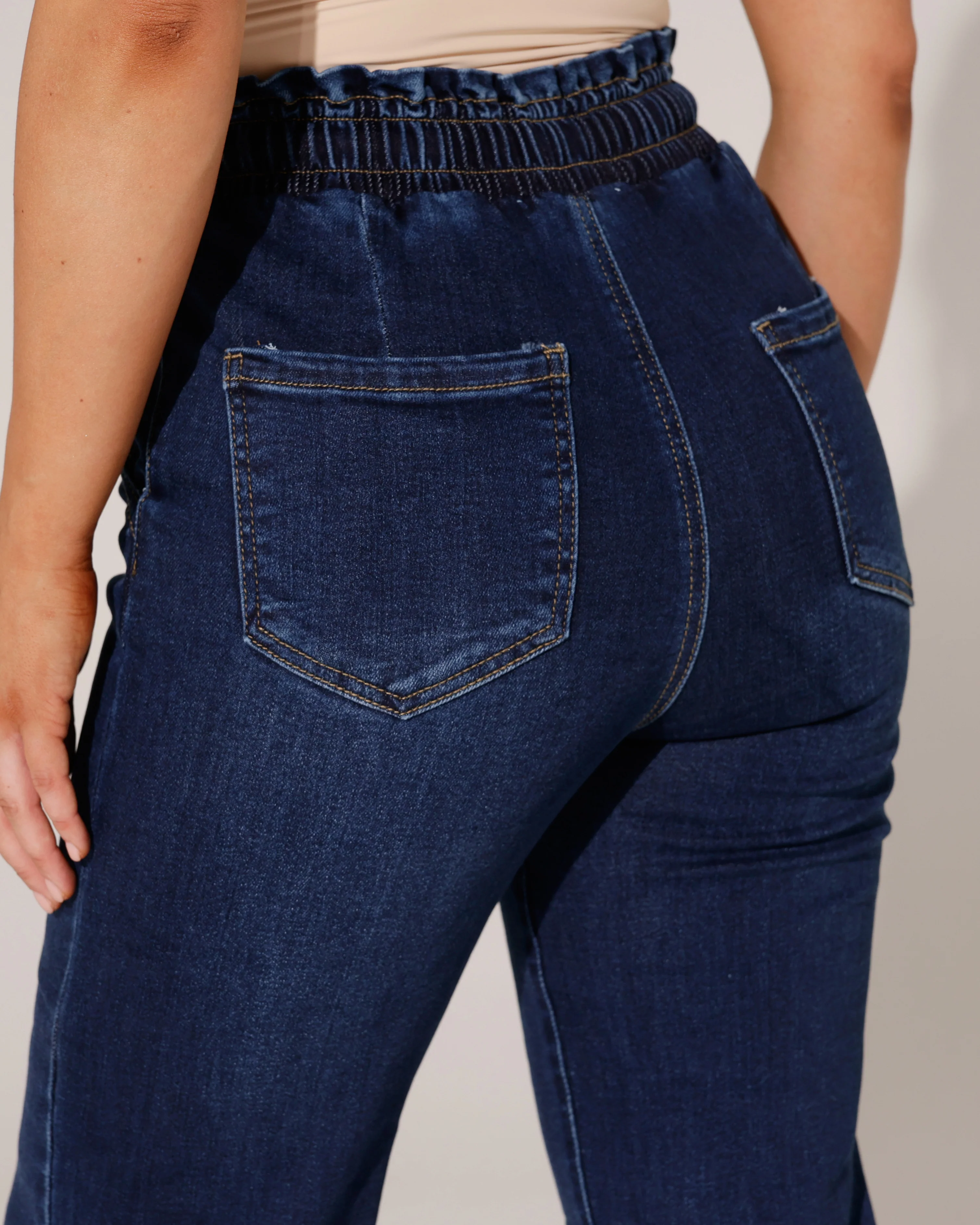 Redseventy | Wide leg jeans, elastische band Ginny-15 Donkerblauw - Image 4
