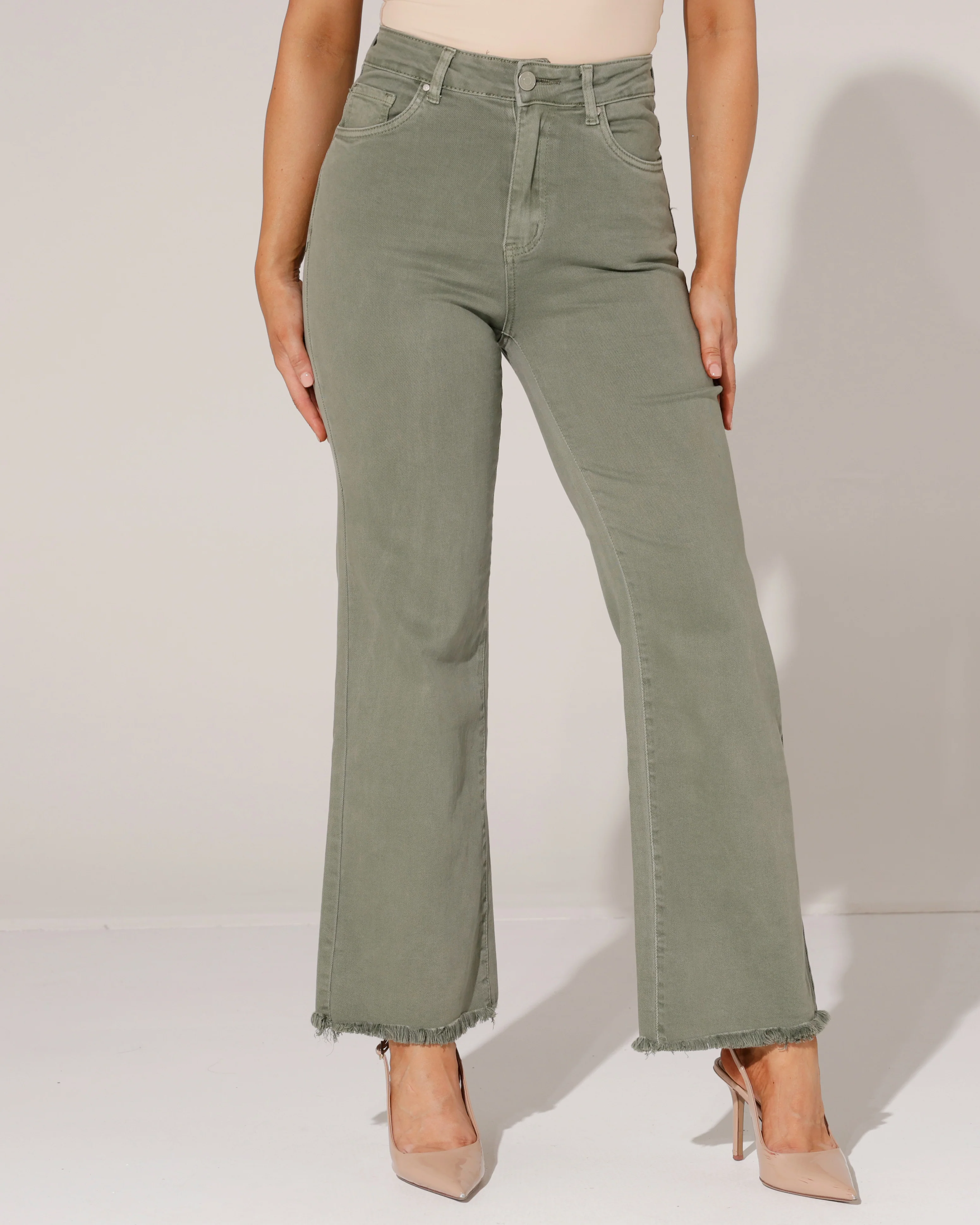 Redseventy | Wide leg jeans Kizzy-5 Groen