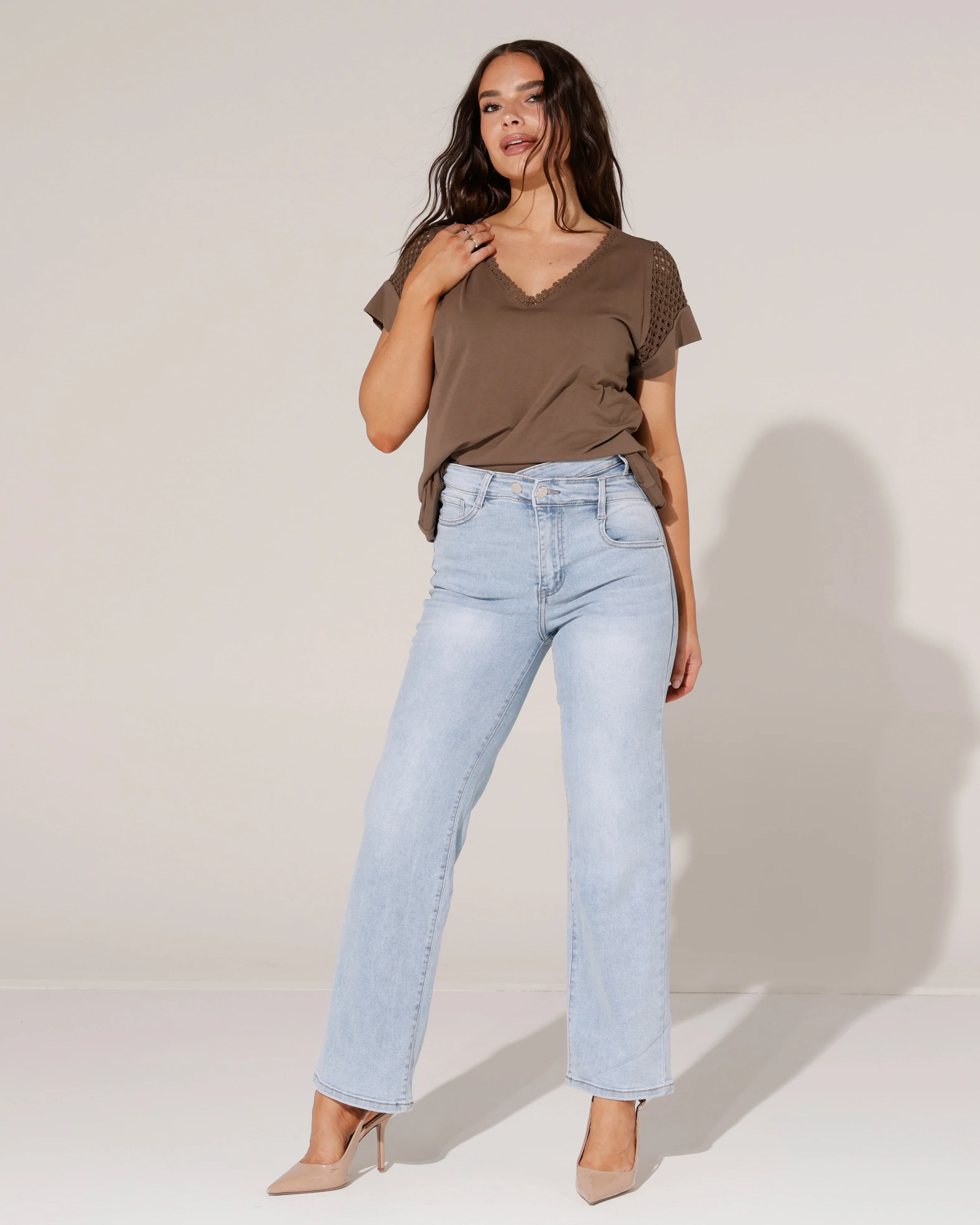 Redseventy | Wide leg jeans schuine knoop Josy-24 Lichtblauw - Image 2