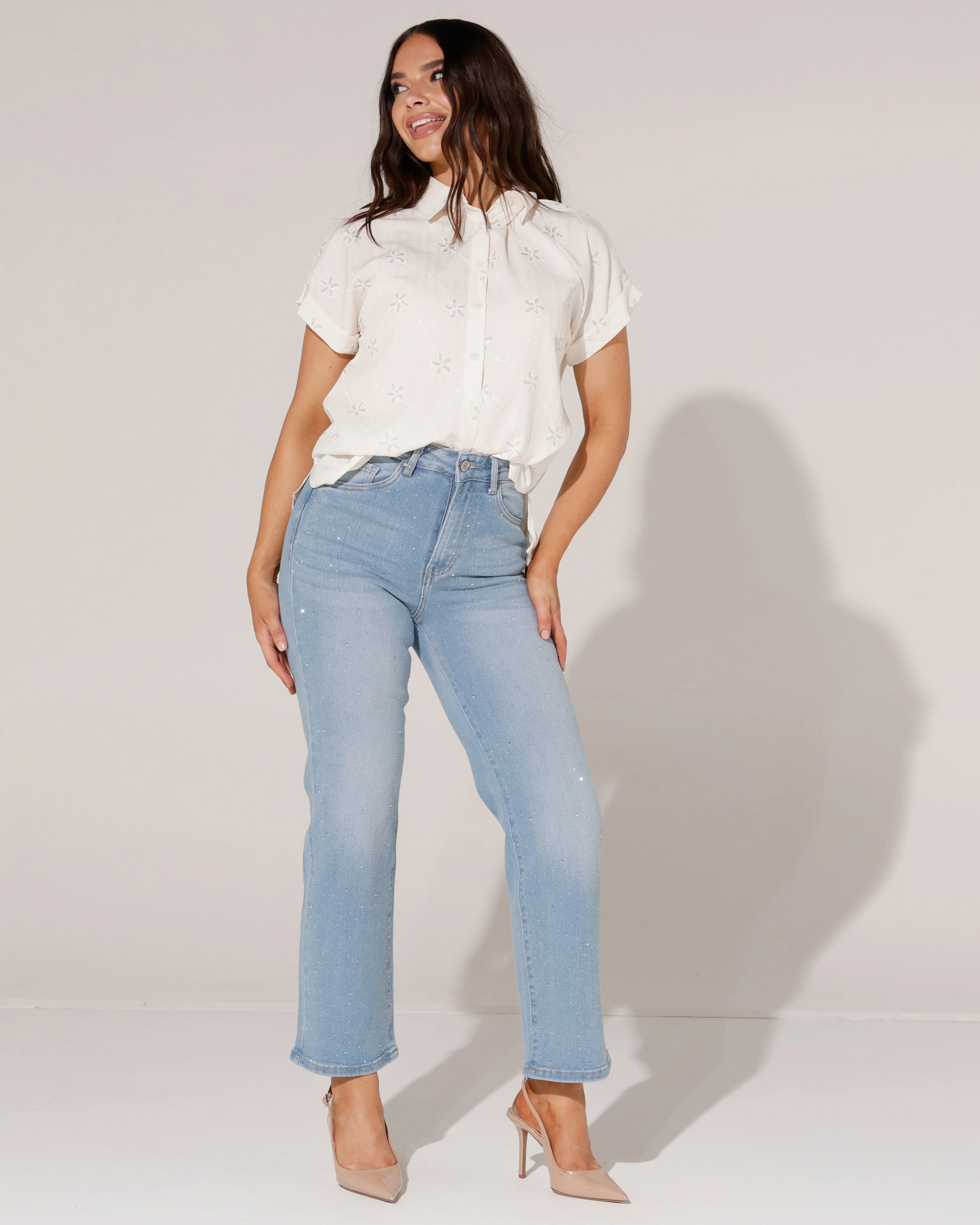 Redseventy | Wide leg jeans strass Syl-16 Lichtblauw - Image 2