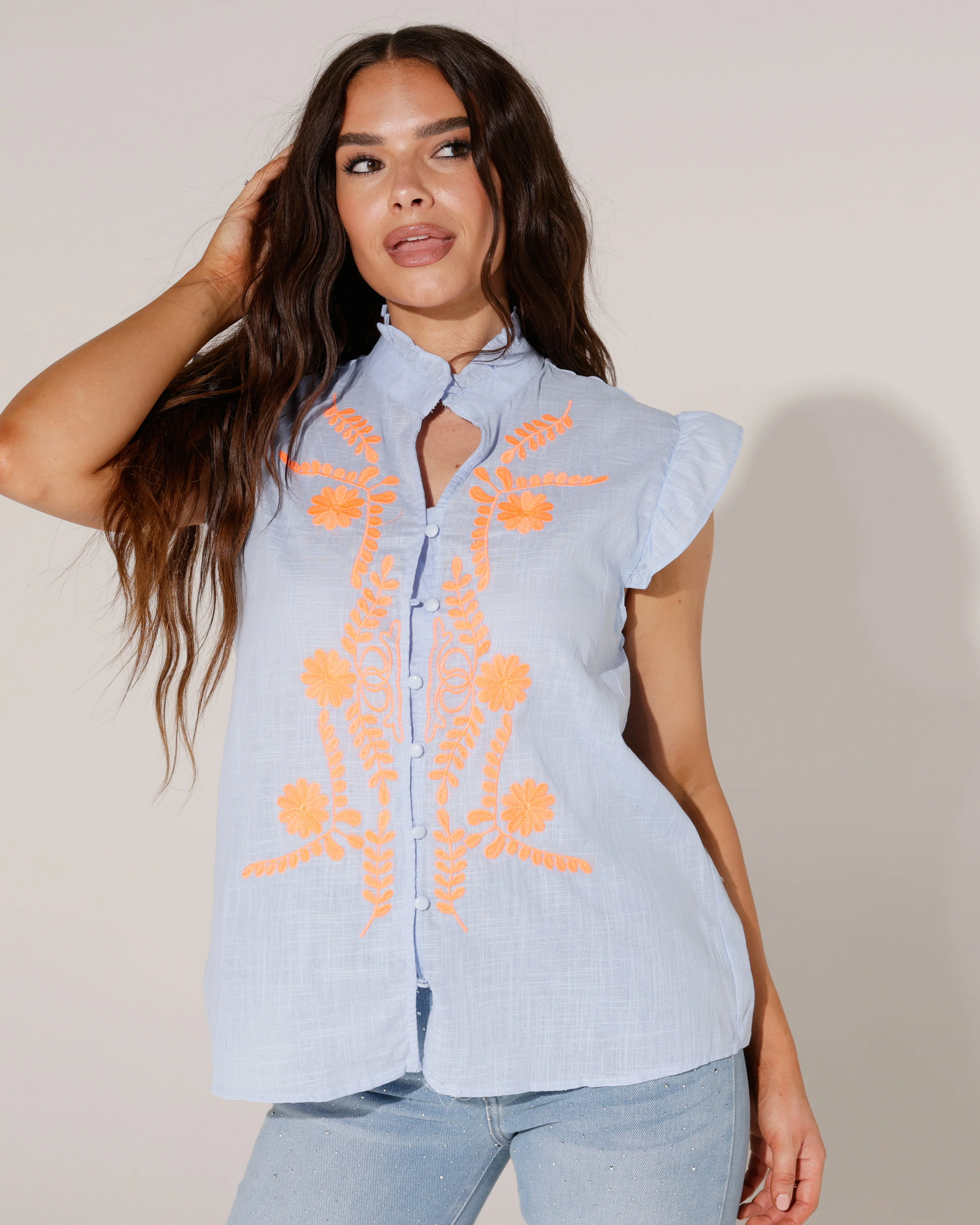 Top met bloemen Juul Blauw - Image 2
