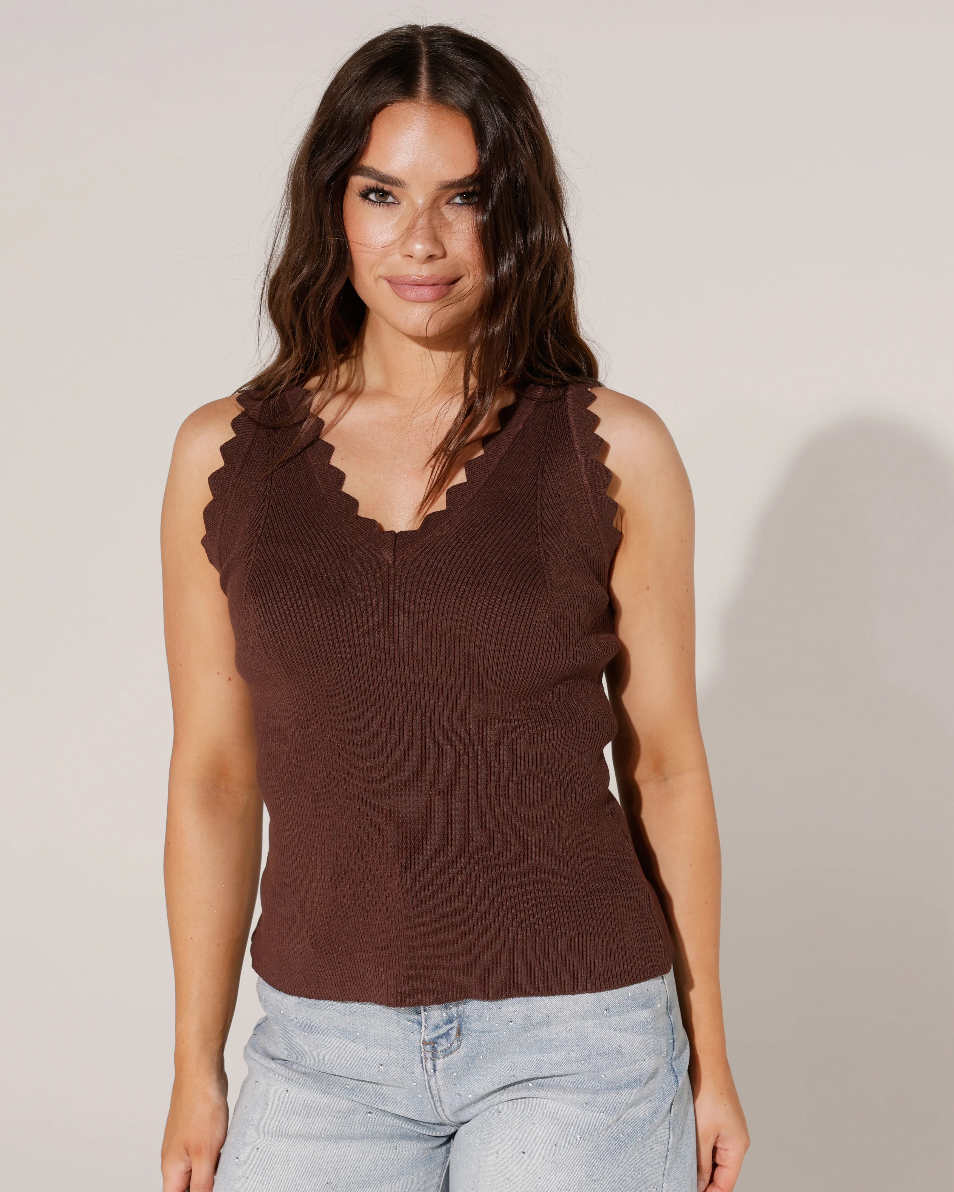 Top met V-hals Ivette Donkerbruin