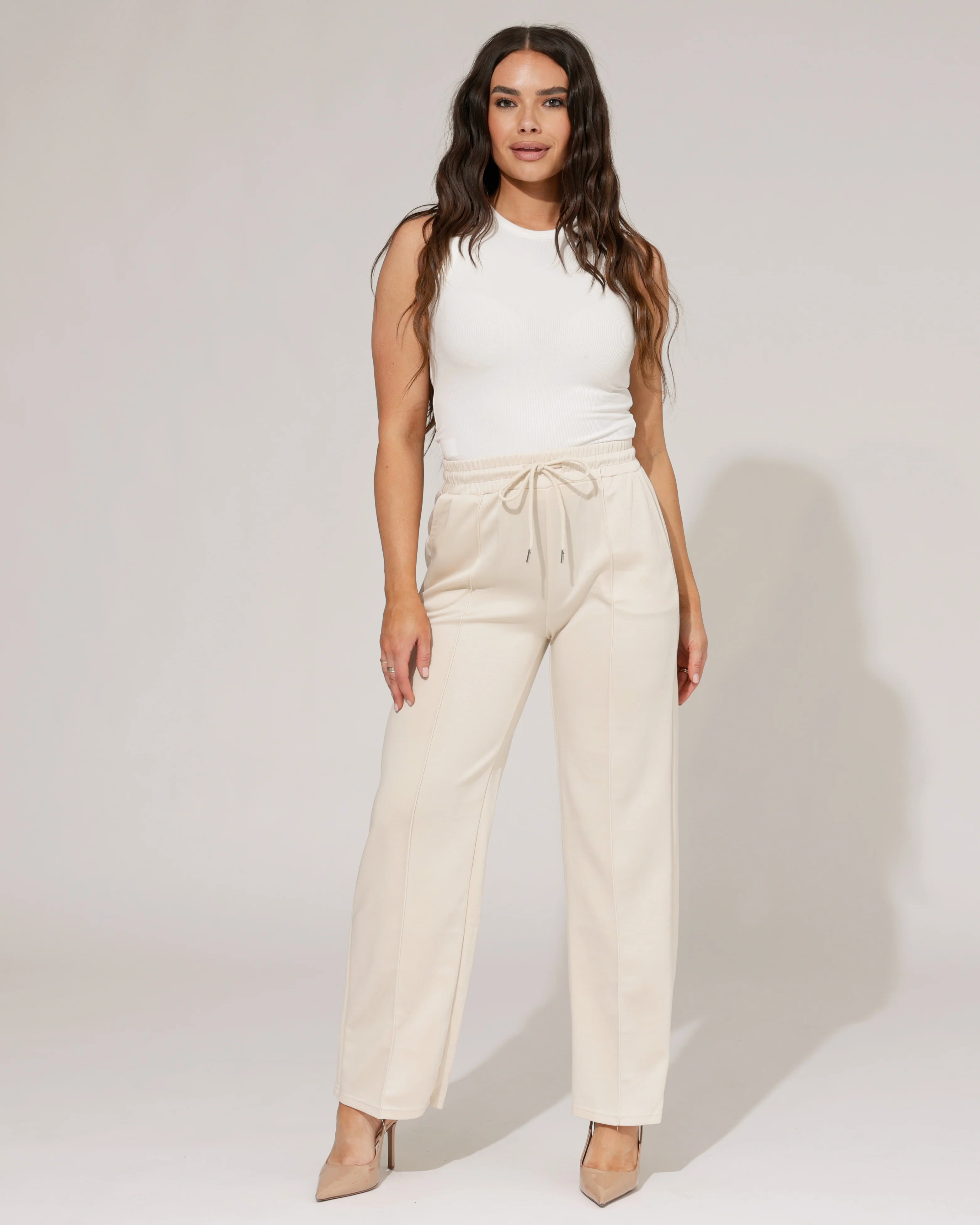 Wide leg broek Rozaly Beige