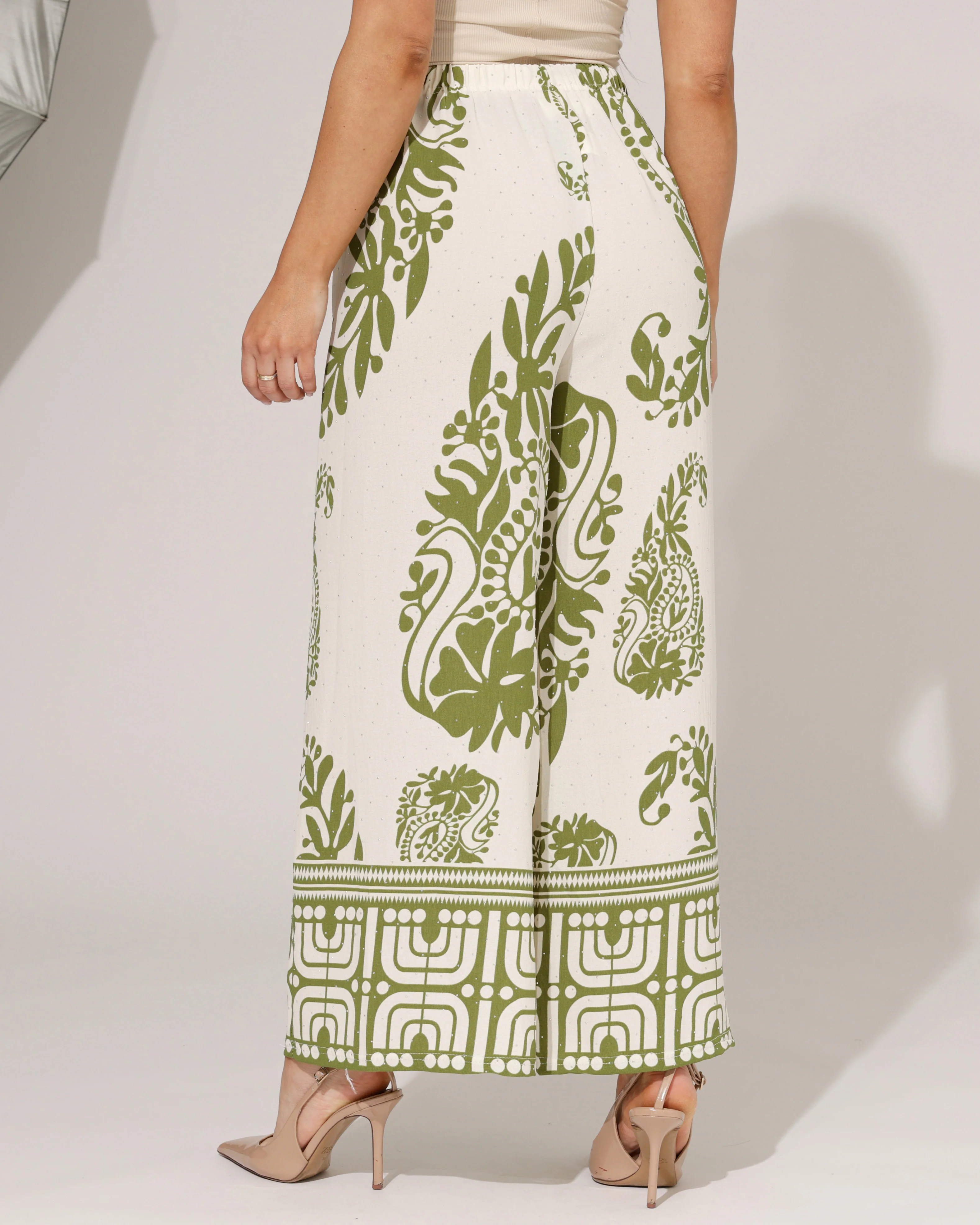 Wijde broek paisley print Farah Groen - Image 2
