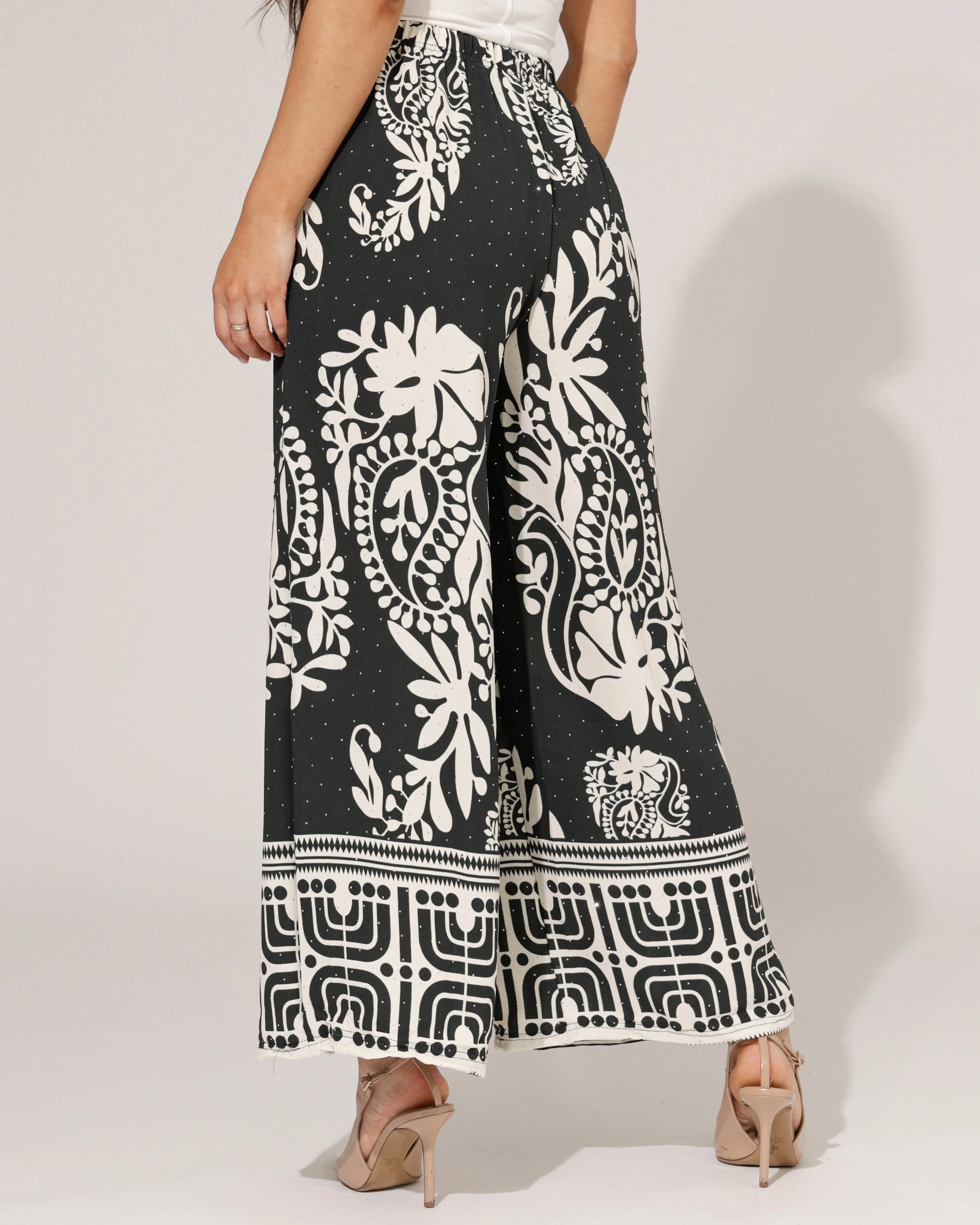 Wijde broek paisley print Farah Zwart - Image 4