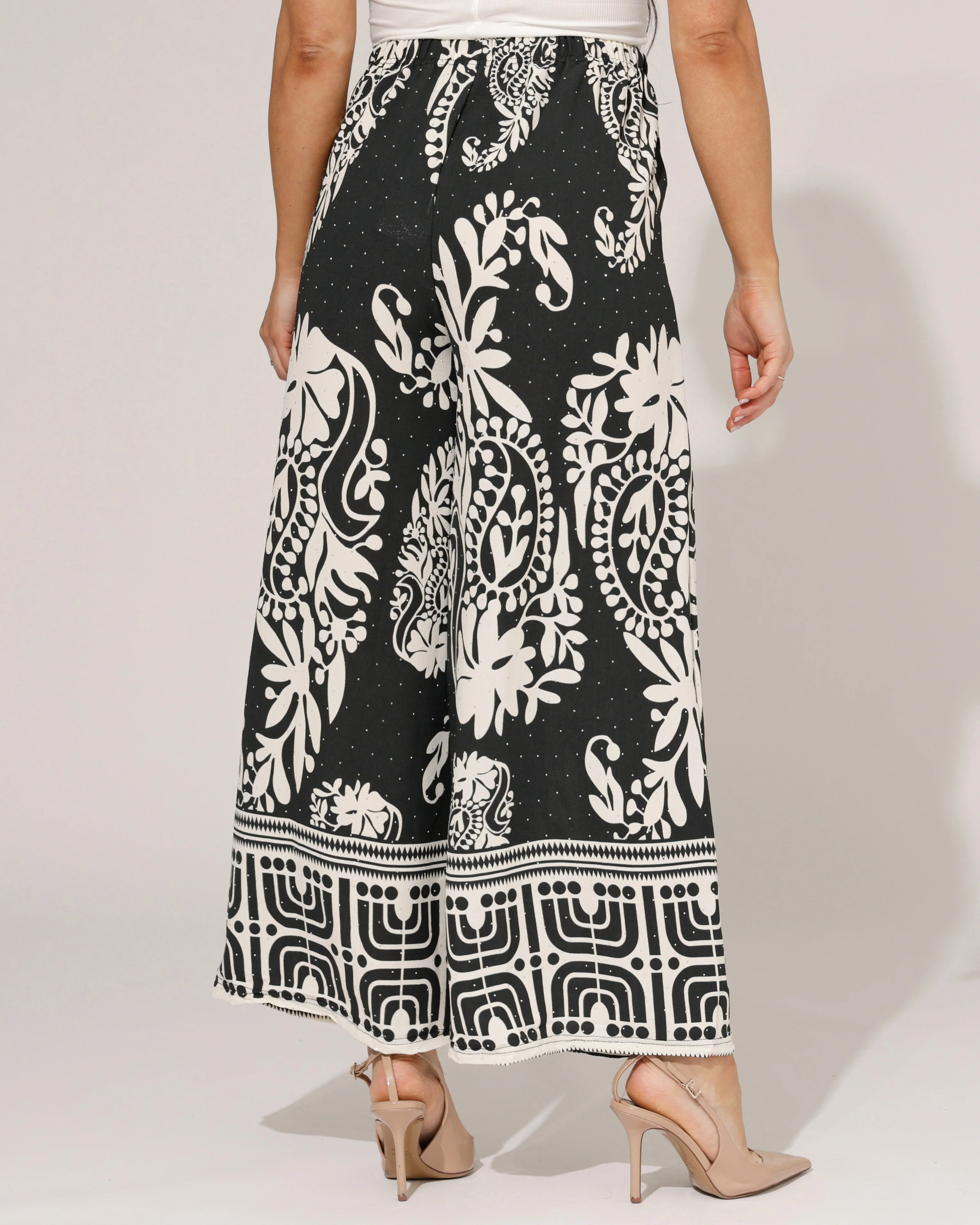 Wijde broek paisley print Farah Zwart - Image 5