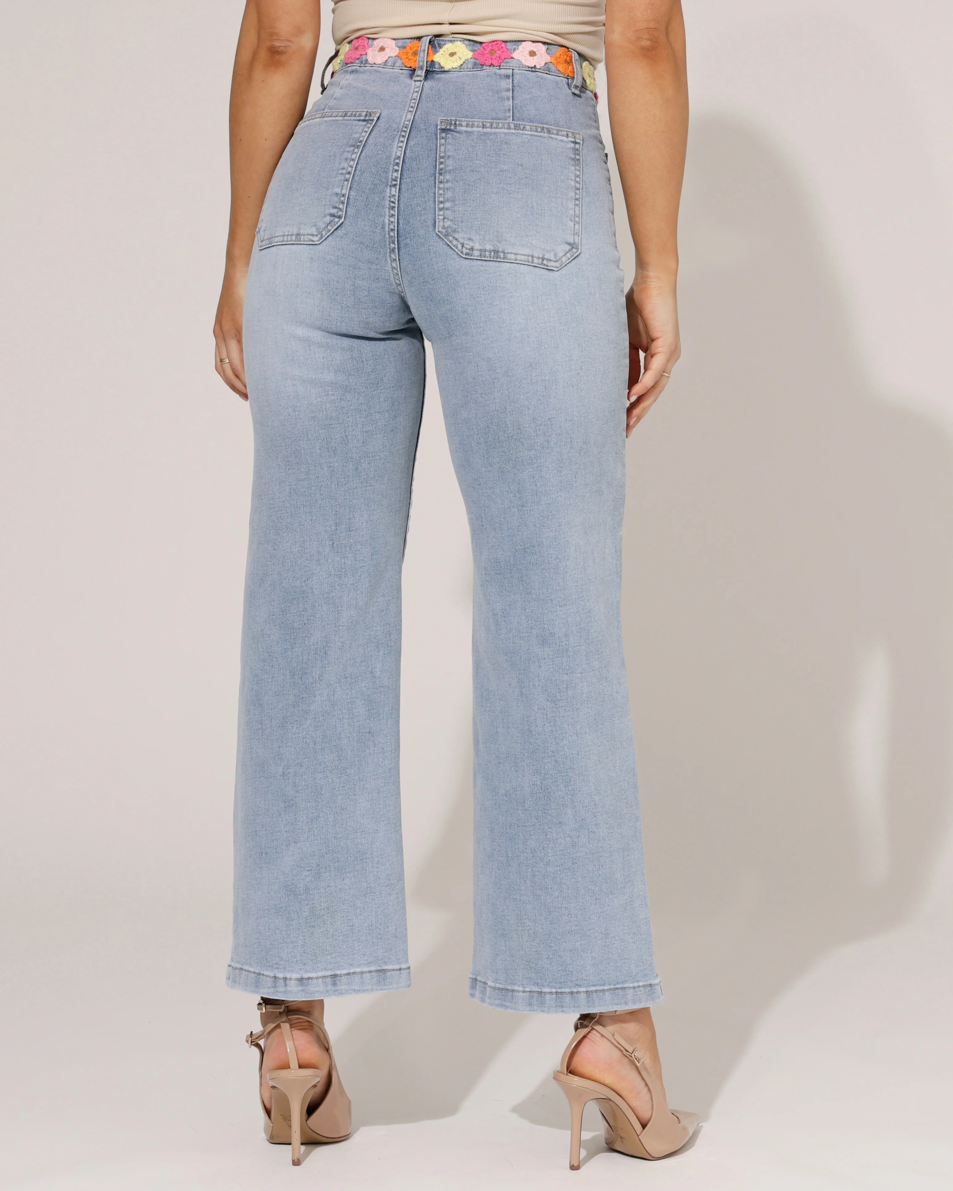 ZAC & ZOE | Wide leg jeans geborduurde bloemen Rendy-N Lichtblauw - Image 3